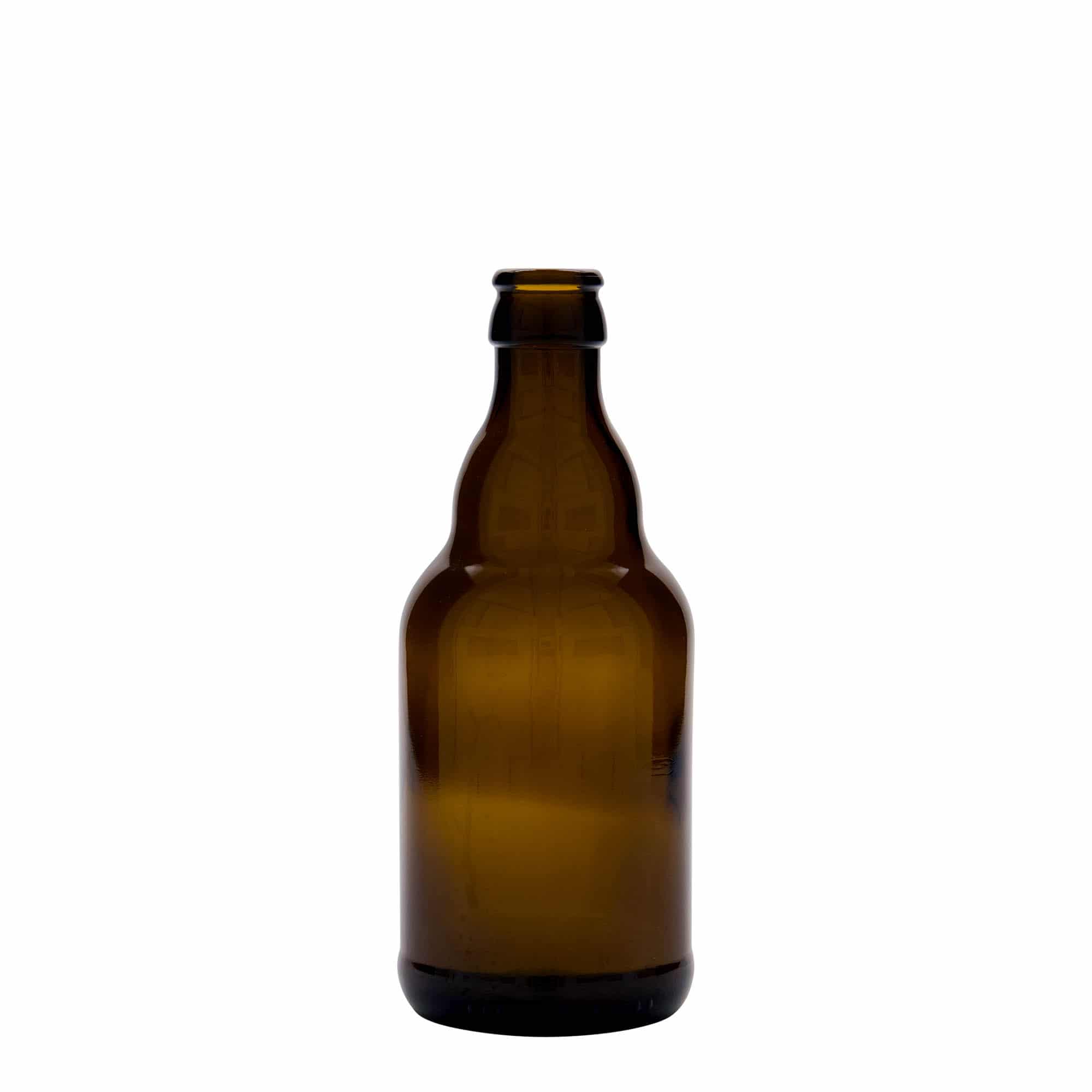 330 ml ølflaske "Steinie", glass, brun, åpning: Kronlokk 330 ml ølflaske "Steinie", glass, brun, åpning: Kronlokk