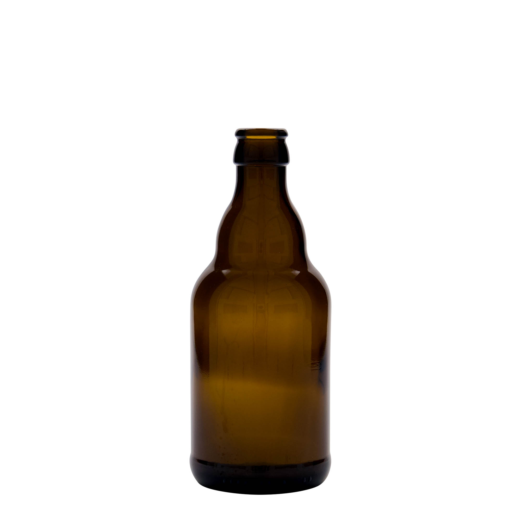 330 ml ølflaske 'Steinie', glass, brun, åpning: kronkapsel