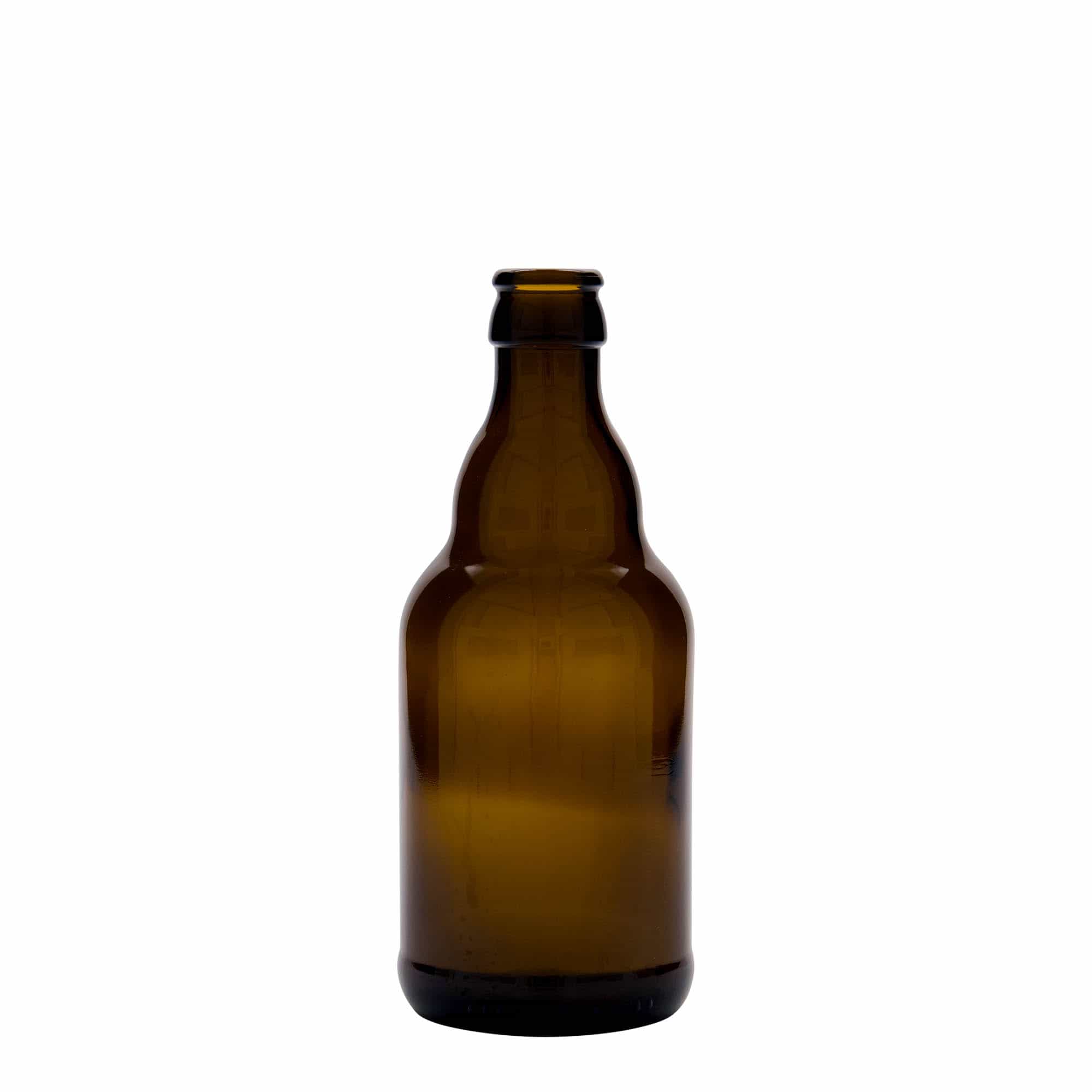 330 ml ølflaske 'Steinie', glass, brun, åpning: kronkapsel