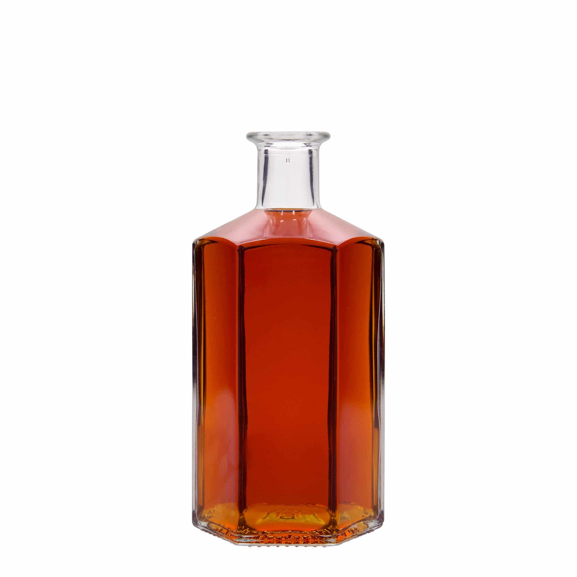 500 ml apotekerglassflaske "Jimmy", sekskantet, åpning: Kork