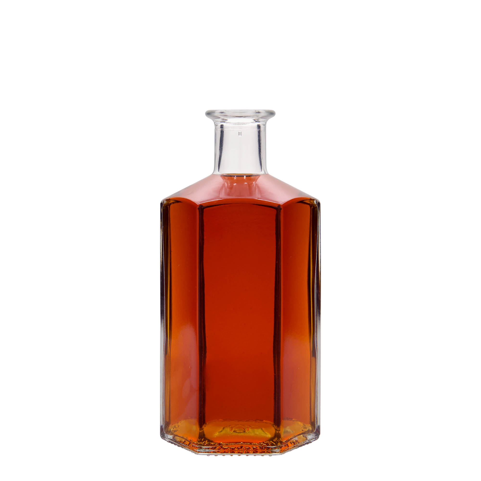 500 ml glassflaske apoteker 'Jimmy', sekskantet, åpning: kork