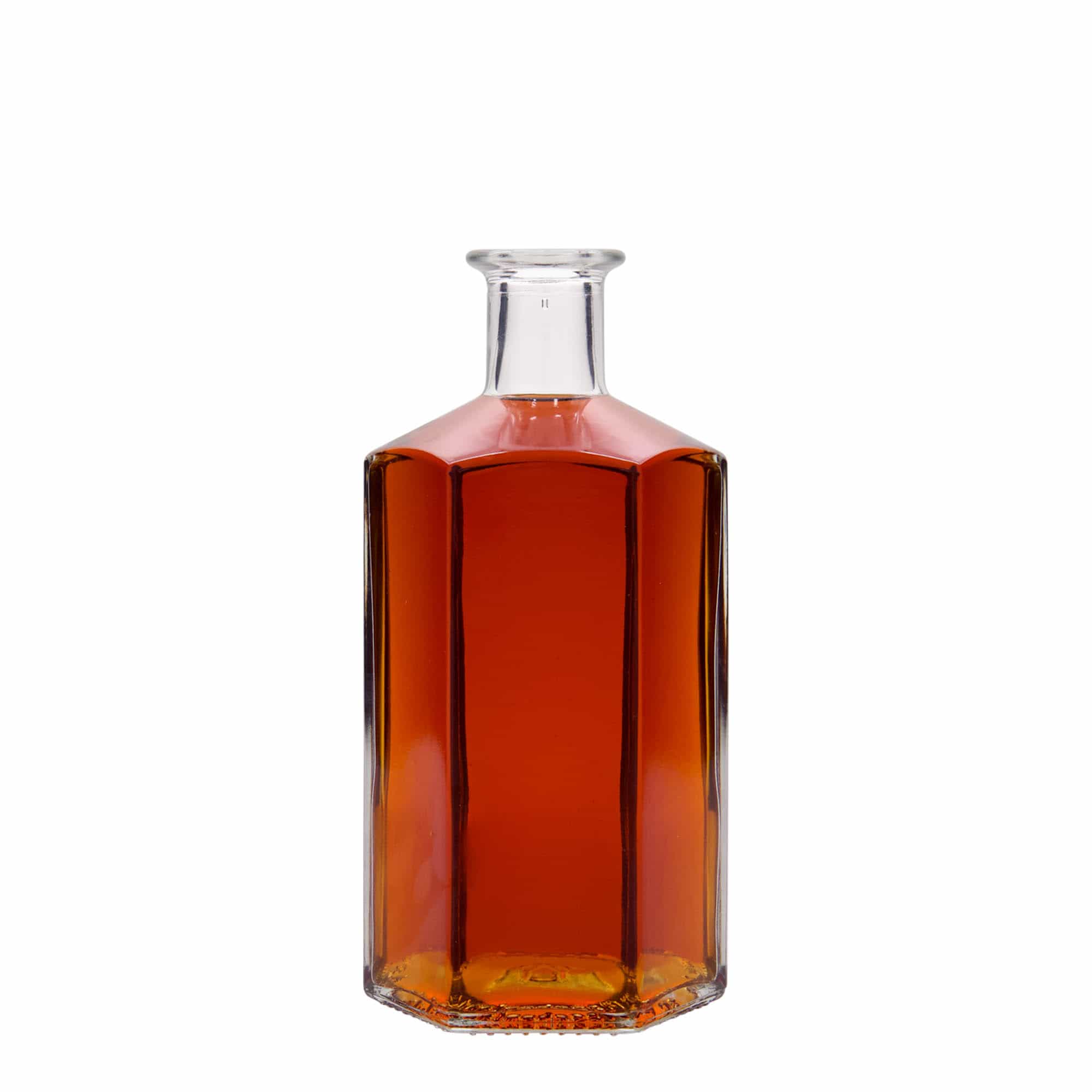 500 ml glassflaske apoteker 'Jimmy', sekskantet, åpning: kork