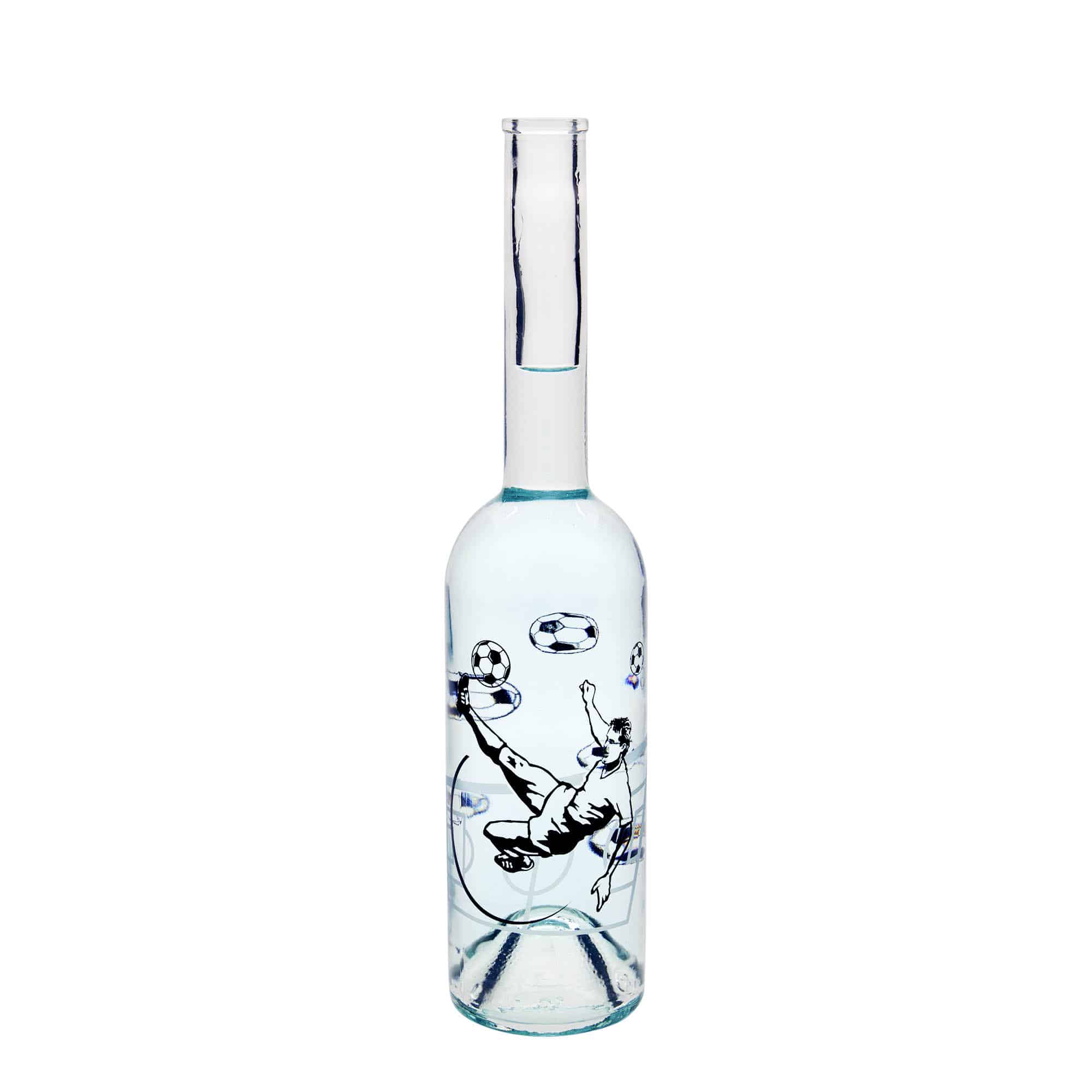 500 ml glassflaske "Opera", motiv: Fotballspiller, åpning: Kork