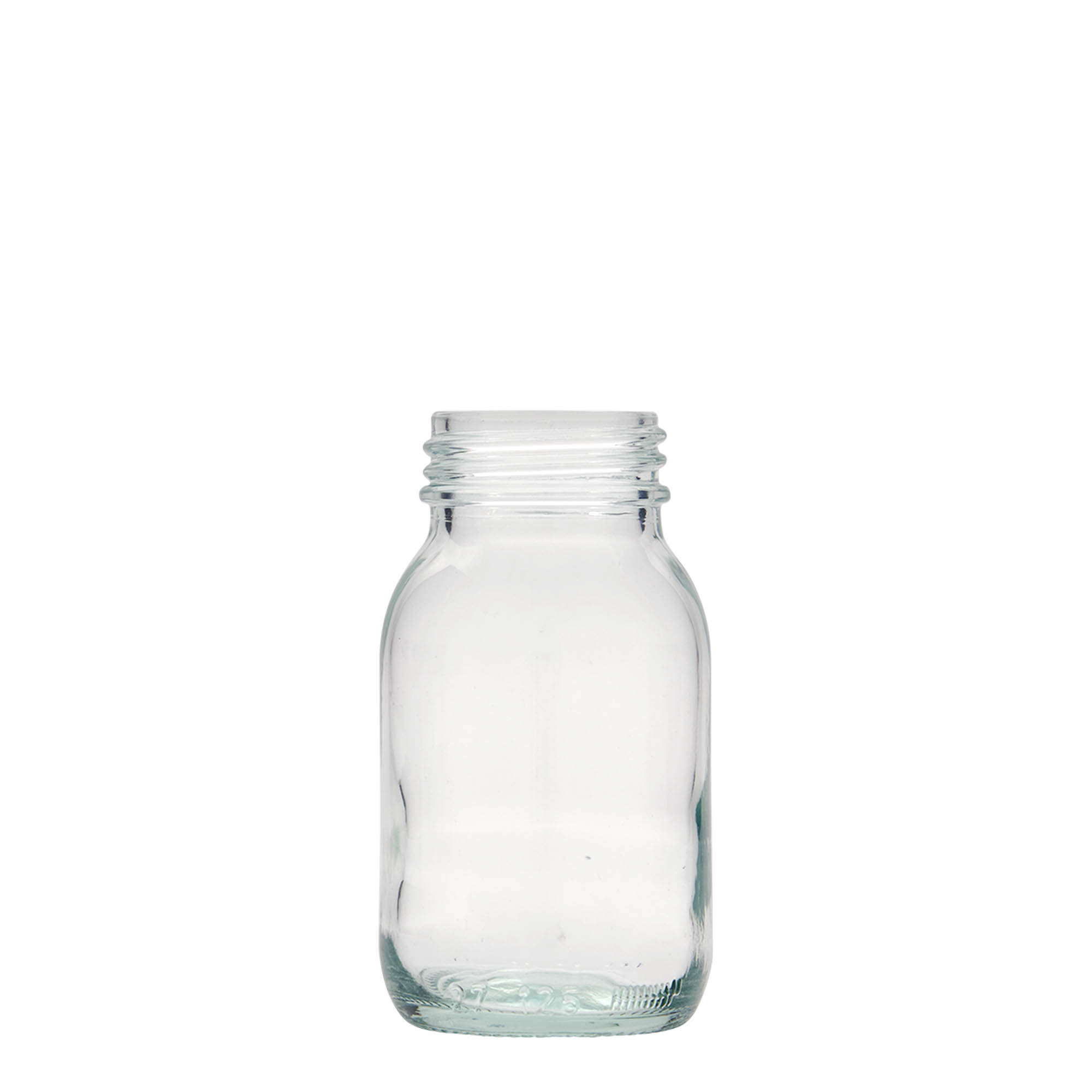 125 ml vid hals glass, åpning: DIN 40 125 ml vid hals glass, åpning: DIN 40