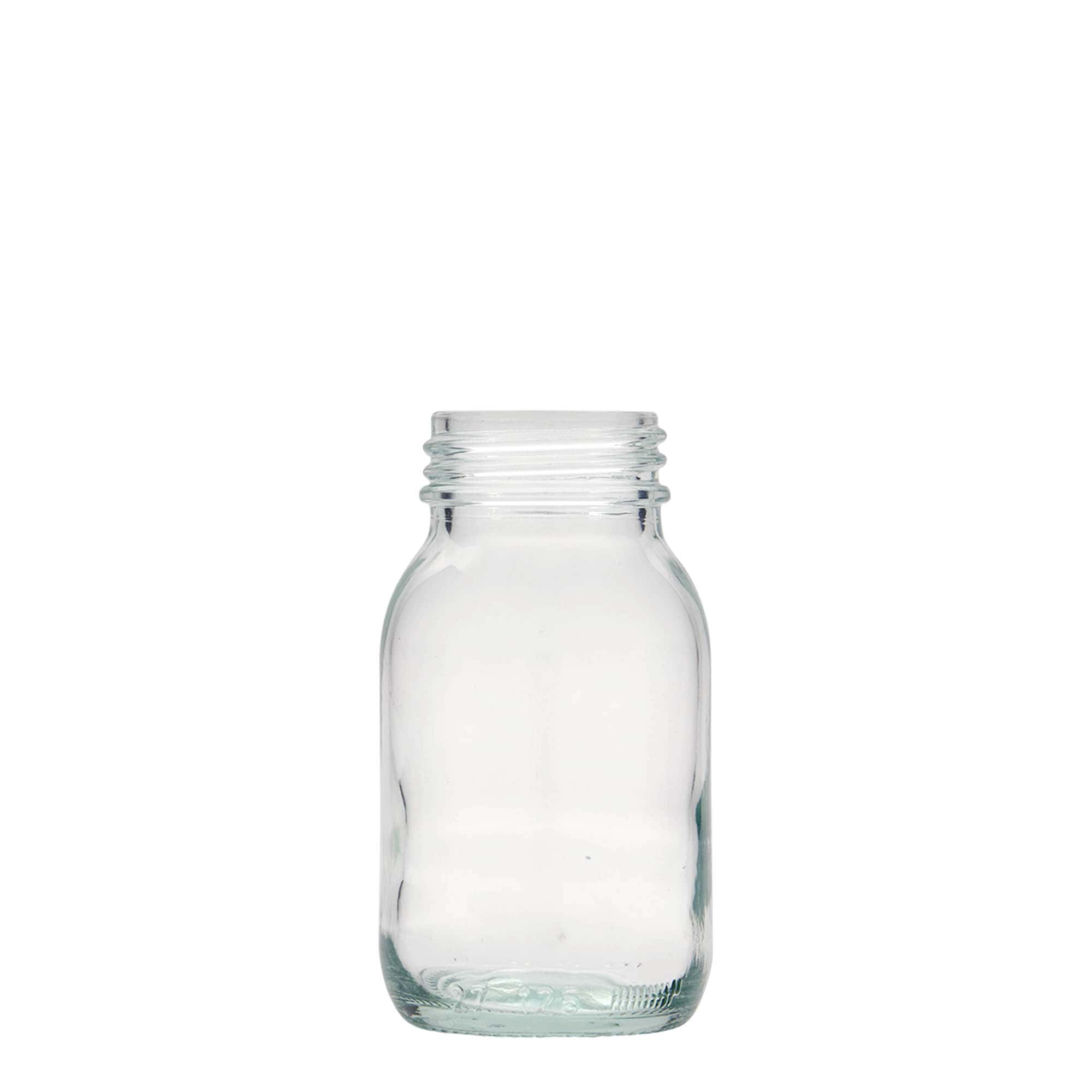 125 ml vid hals glass, åpning: DIN 40
