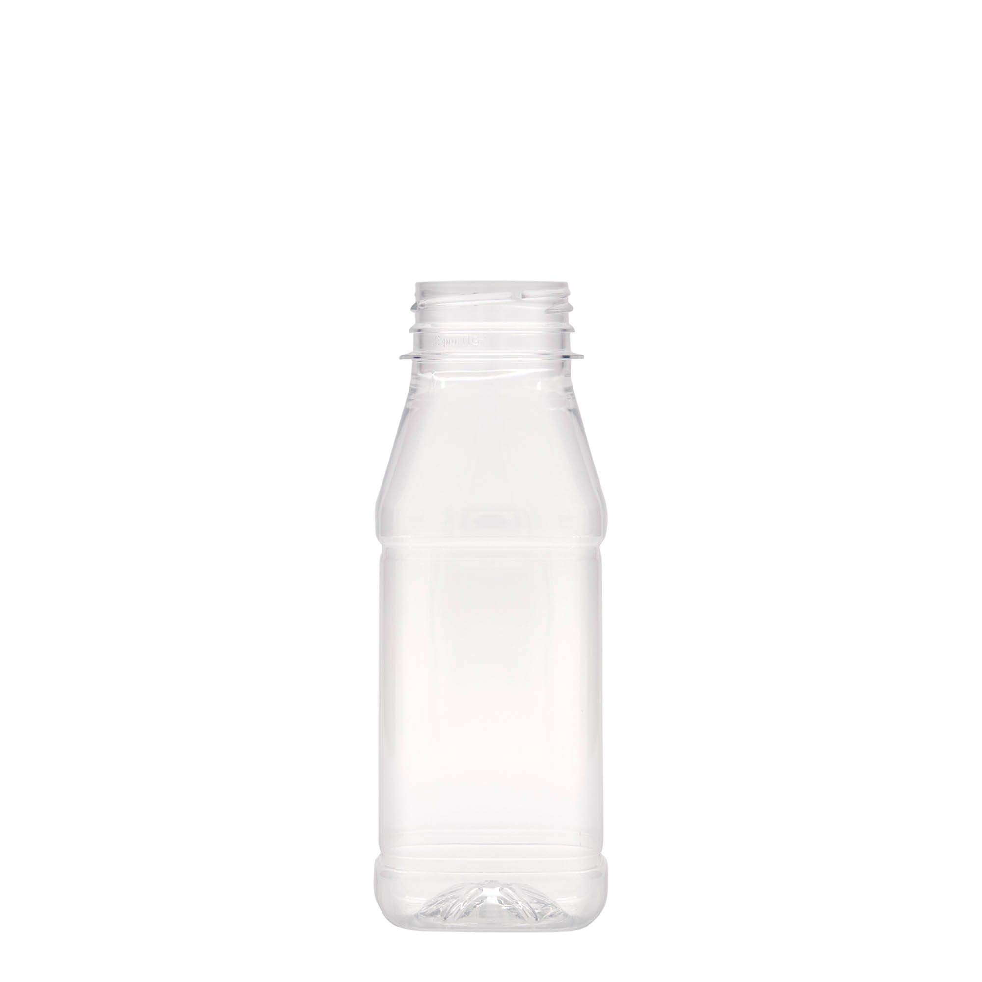 250 ml PET-flaske 'Milk and Juice Carré', firkantet, plast, åpning: 38 mm