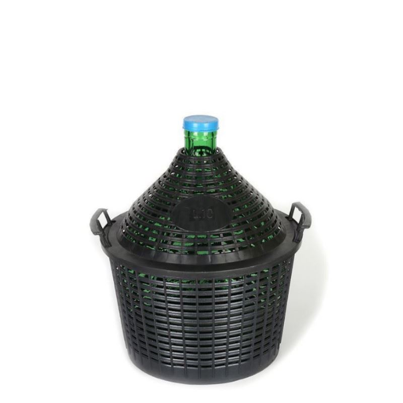 10 l ballongflaske med smal hals, glass, grønn, åpning: klafflokk 10 l ballongflaske med smal hals, glass, grønn, åpning: klafflokk