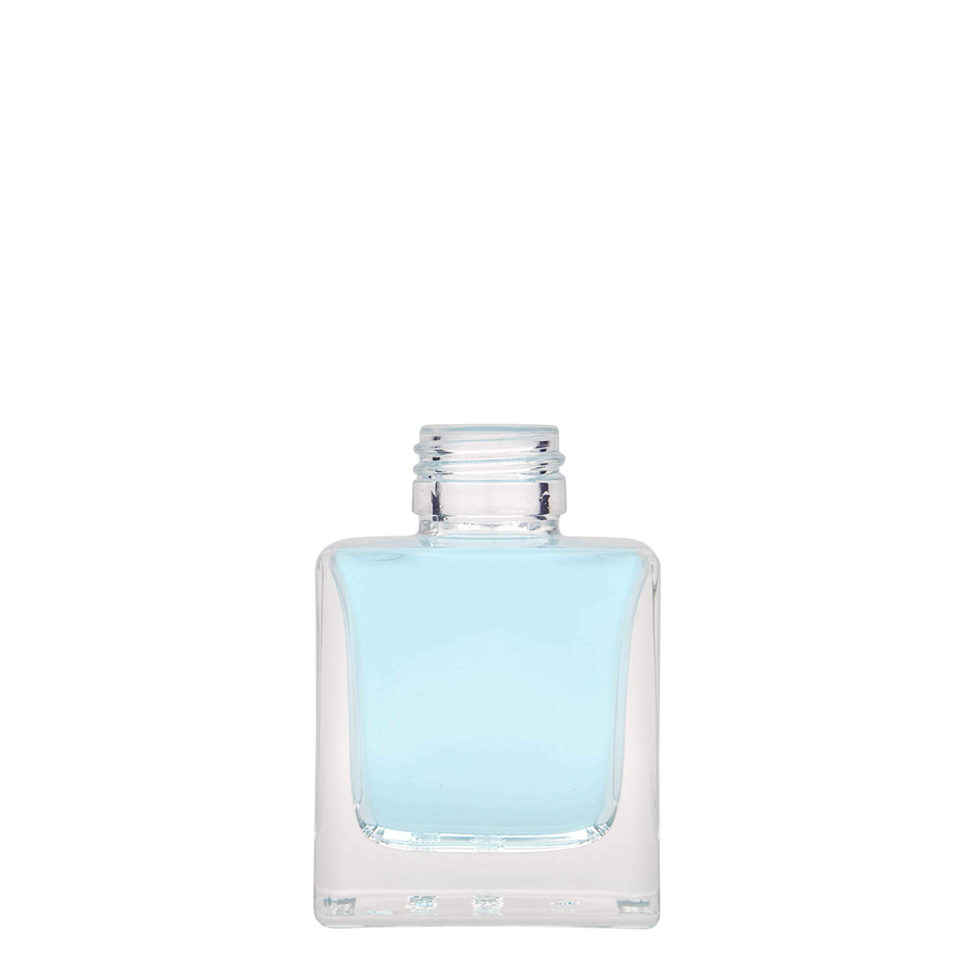 100 ml glassflaske 'Cube', firkantet, åpning: PP 28