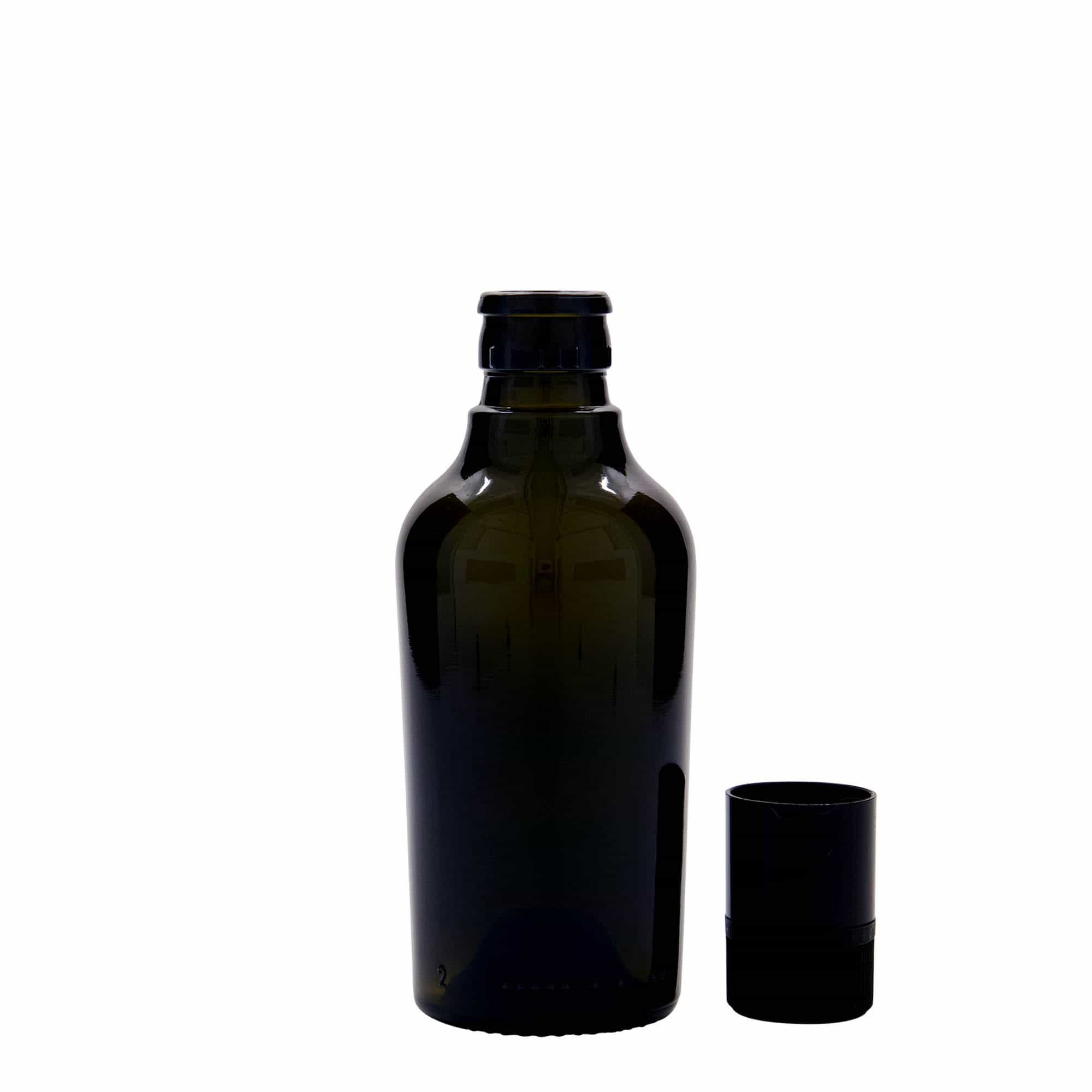 250 ml eddik-/oljeflaske "Oleum", glass, antikkgrønn, åpning: DOP