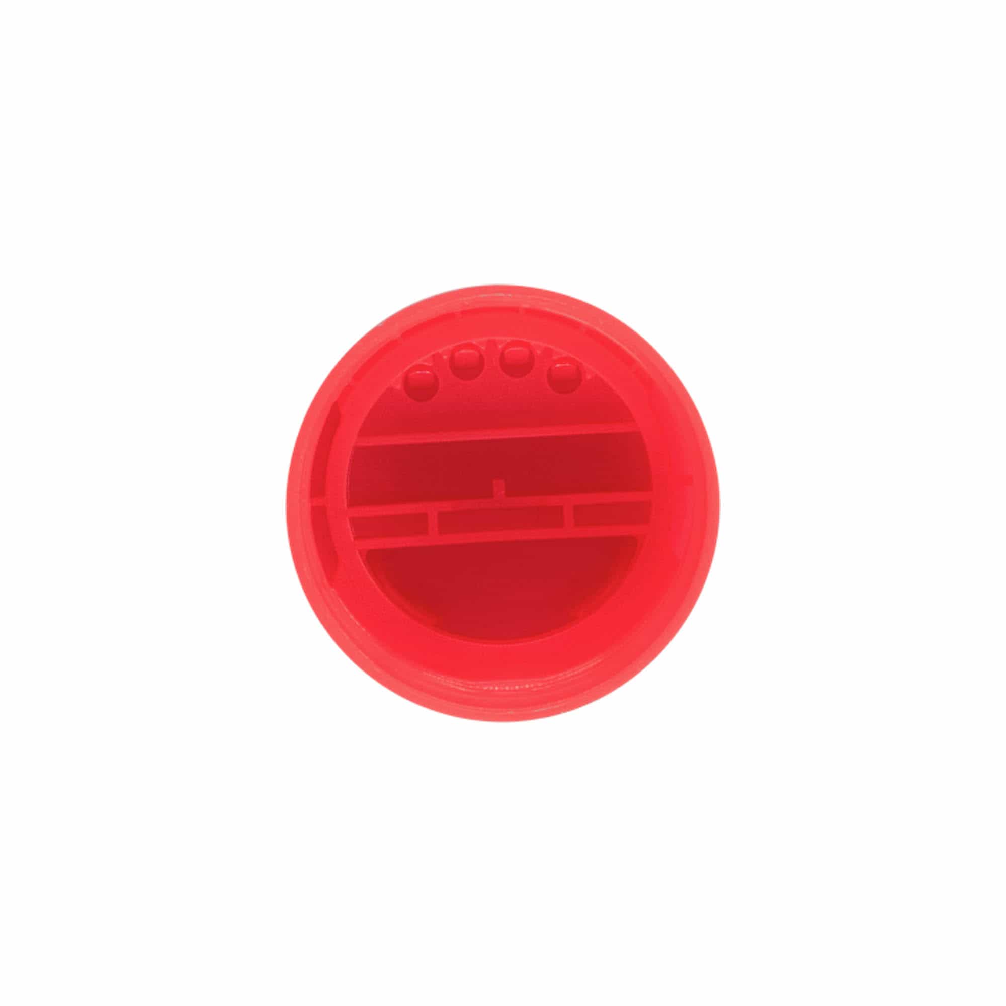 Krydderbokslokk med dryss, PP-plast, rød, for åpning: 38/400 Krydderbokslokk med dryss, PP-plast, rød, for åpning: 38/400