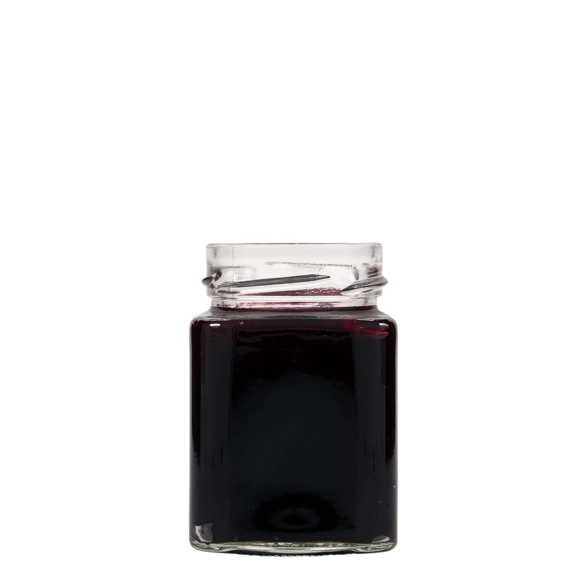 212 ml firkantet glass 'Funny', åpning: Deep-Twist-Off (DTO 58)