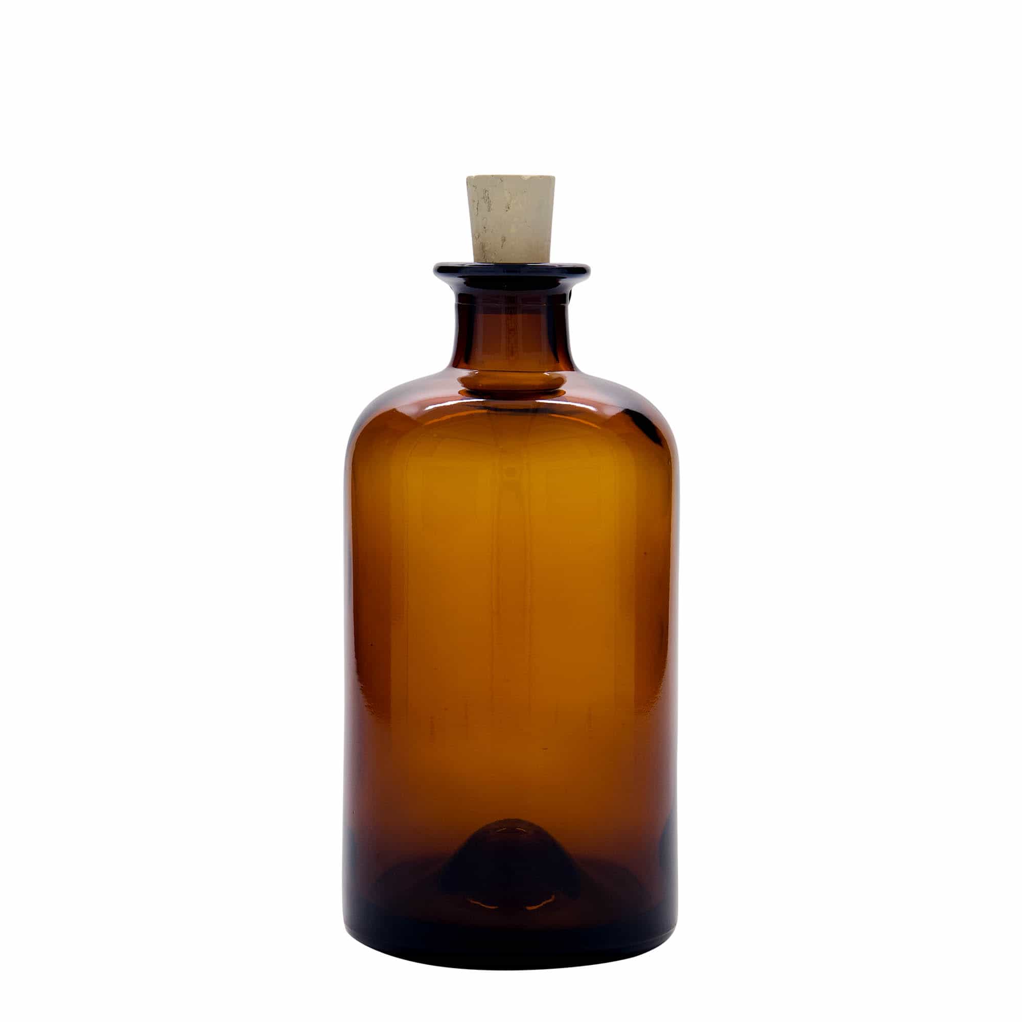 500 ml apotekerglassflaske, brun, åpning: Kork