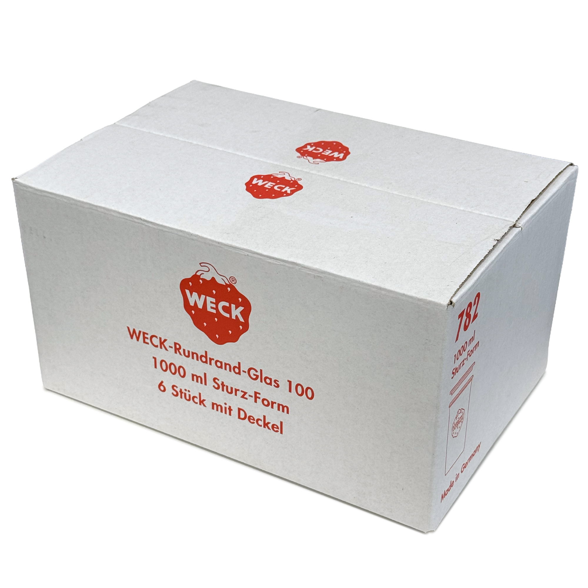 6x 1000 ml WECK-sylteglass av terrintype med glasslokk RR 100