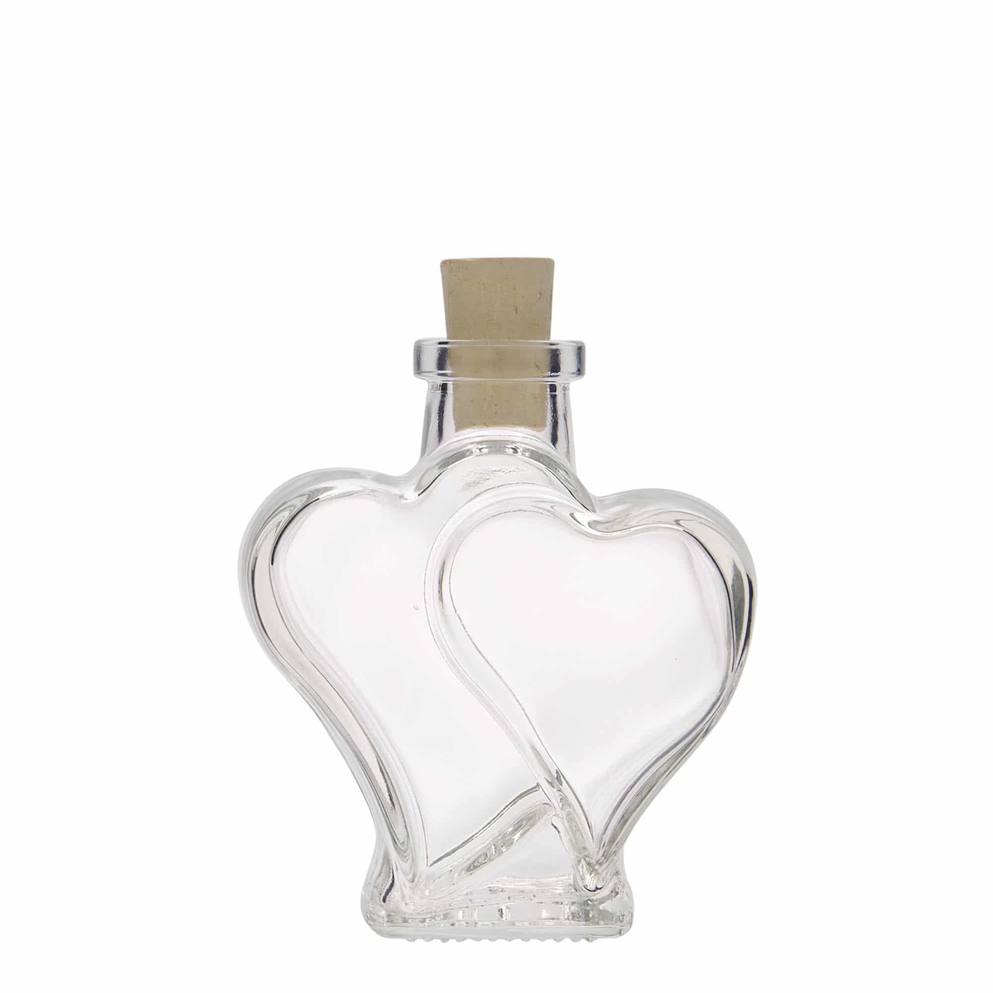200 ml glassflaske 'Dobbelthjerte’, åpning: Kork