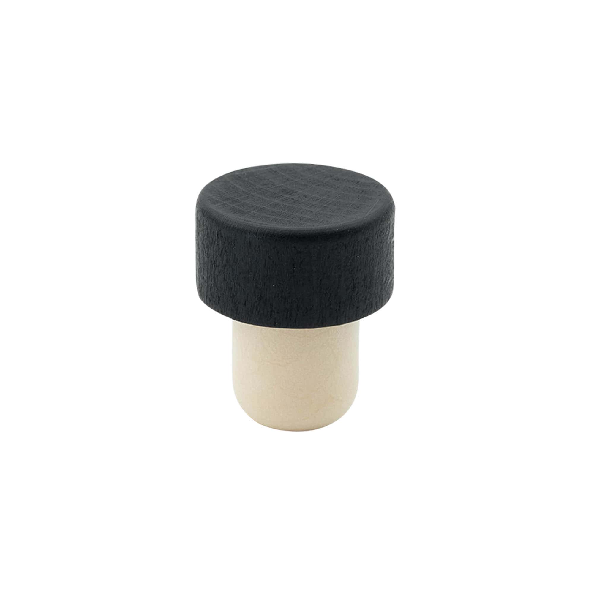 Håndkork 19 mm, tre/plast, svart, for åpning: kork