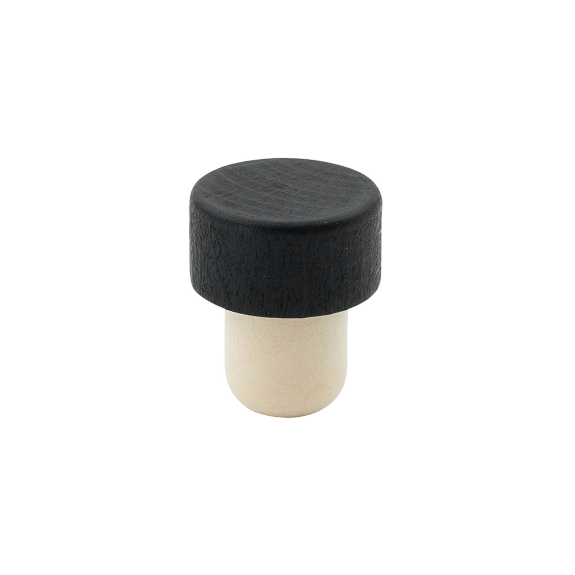 Håndkork 19 mm, tre/plast, svart, for åpning: kork
