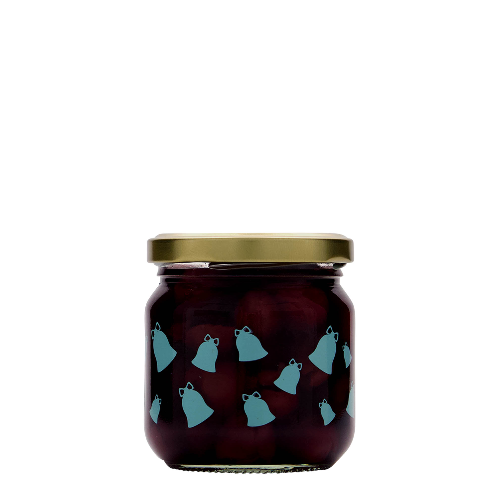 212 ml rundt glass, motiv: Kling, bjelle, åpning: twist-off (TO 66) 212 ml rundt glass, motiv: Kling, bjelle, åpning: twist-off (TO 66)