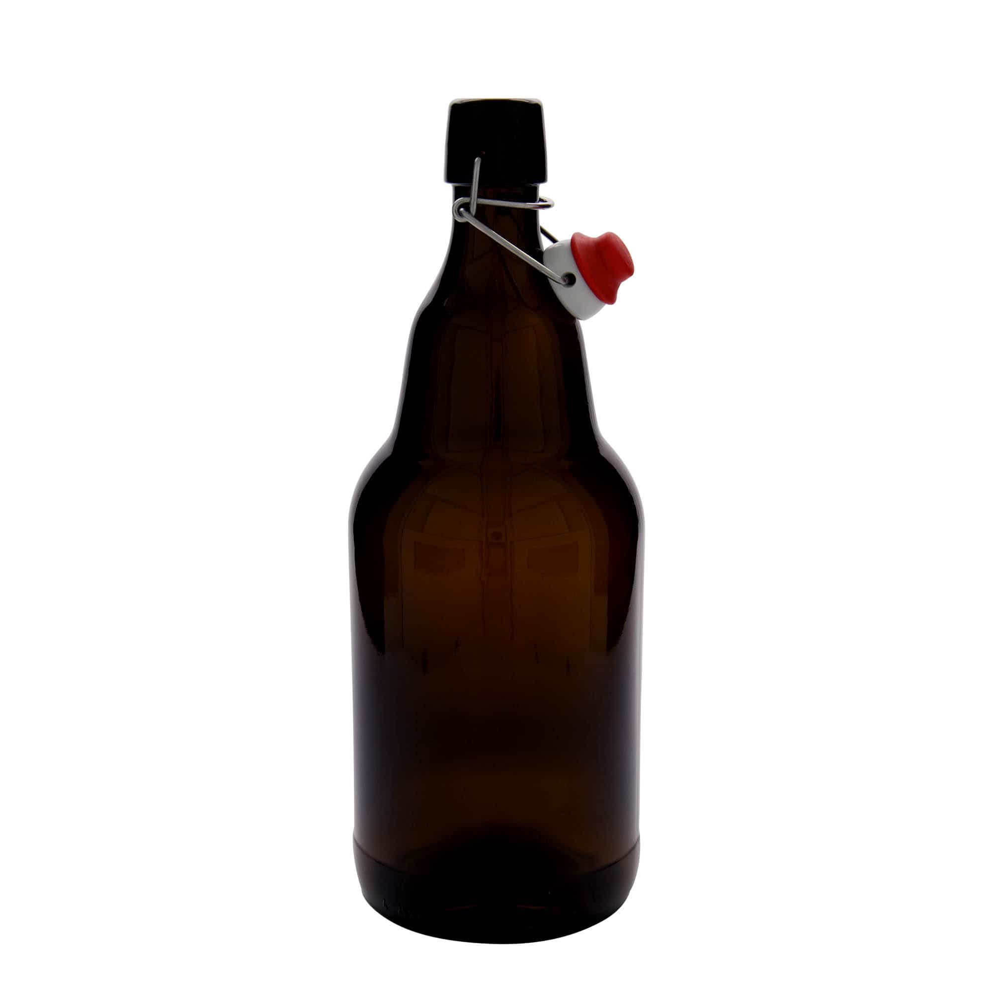 2000 ml ølflaske, glass, brun, åpning: Bøylelokk