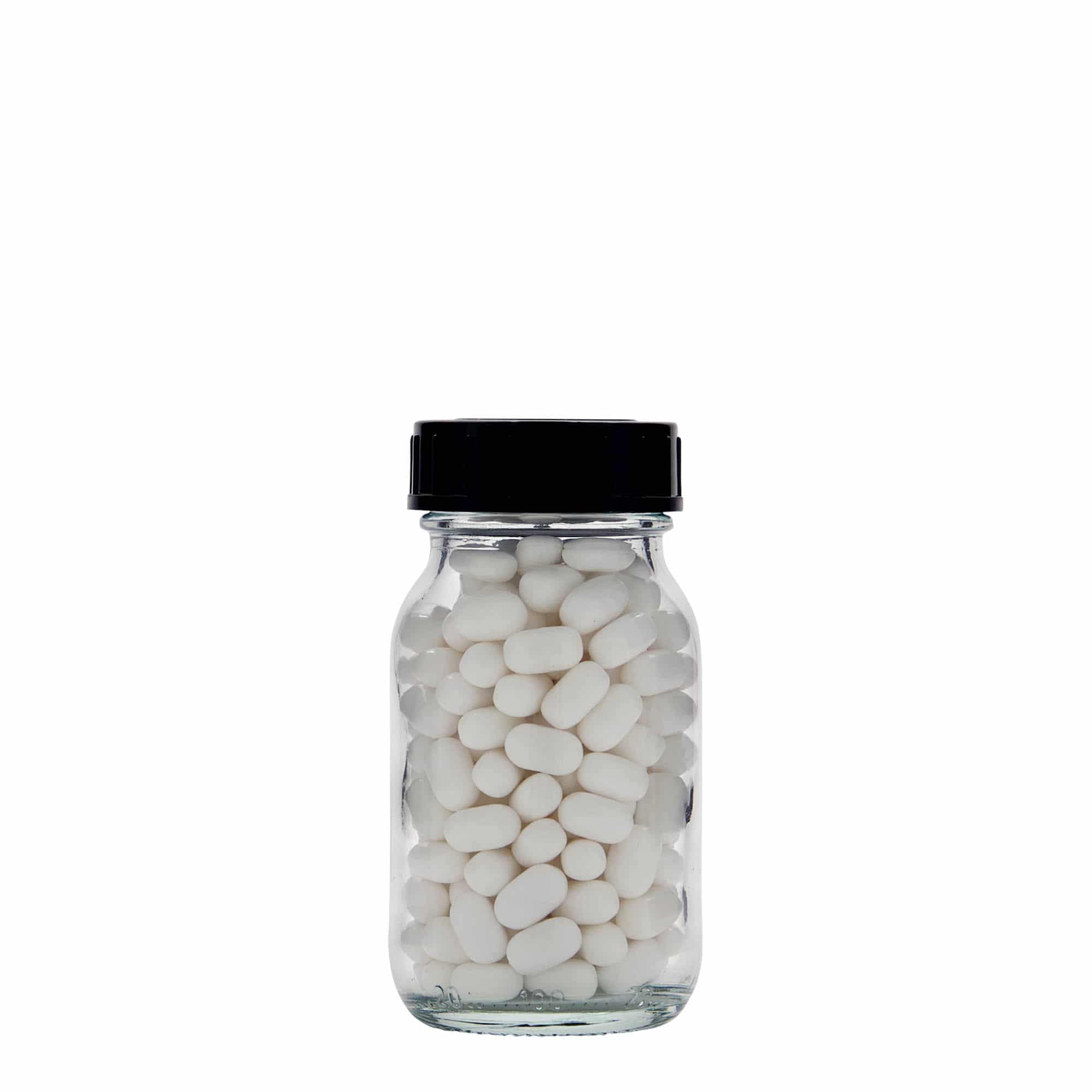 100 ml vid hals glass, åpning: DIN 40