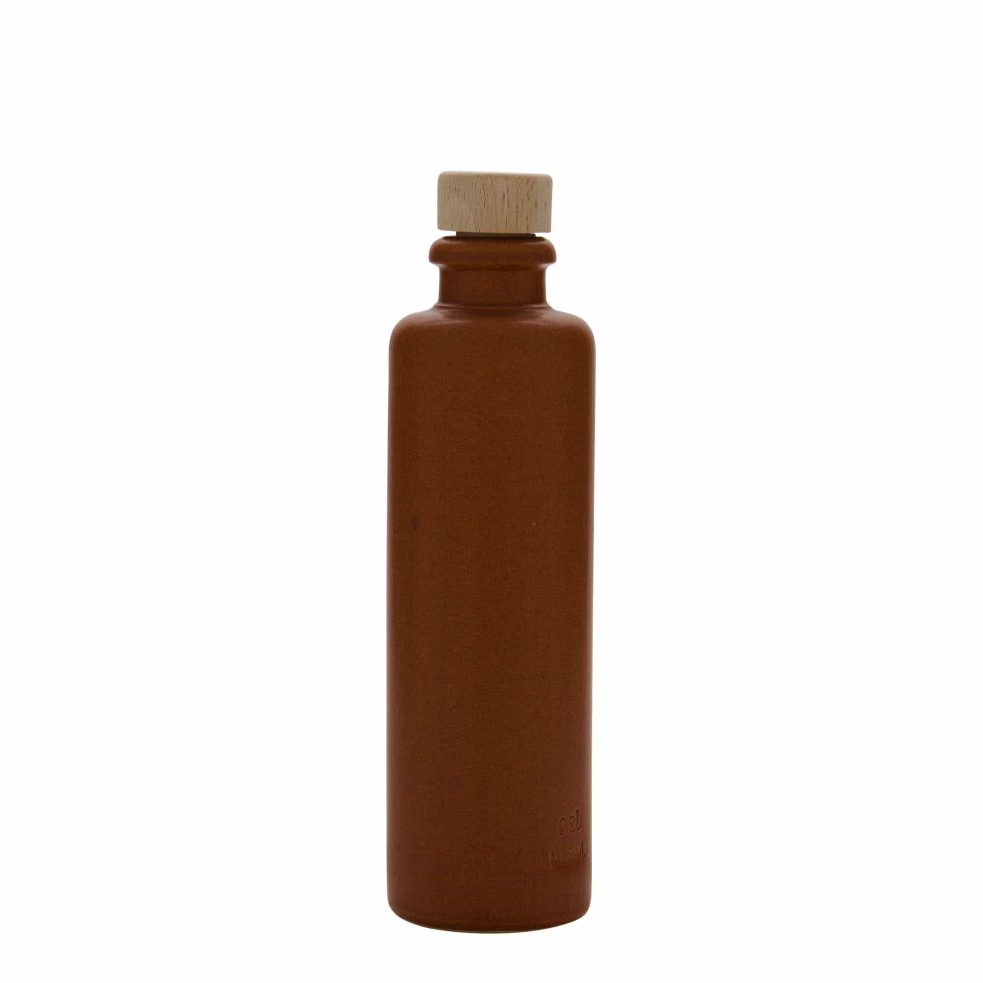 200 ml leirkrus, steintøy, rød-brun, åpning: Kork