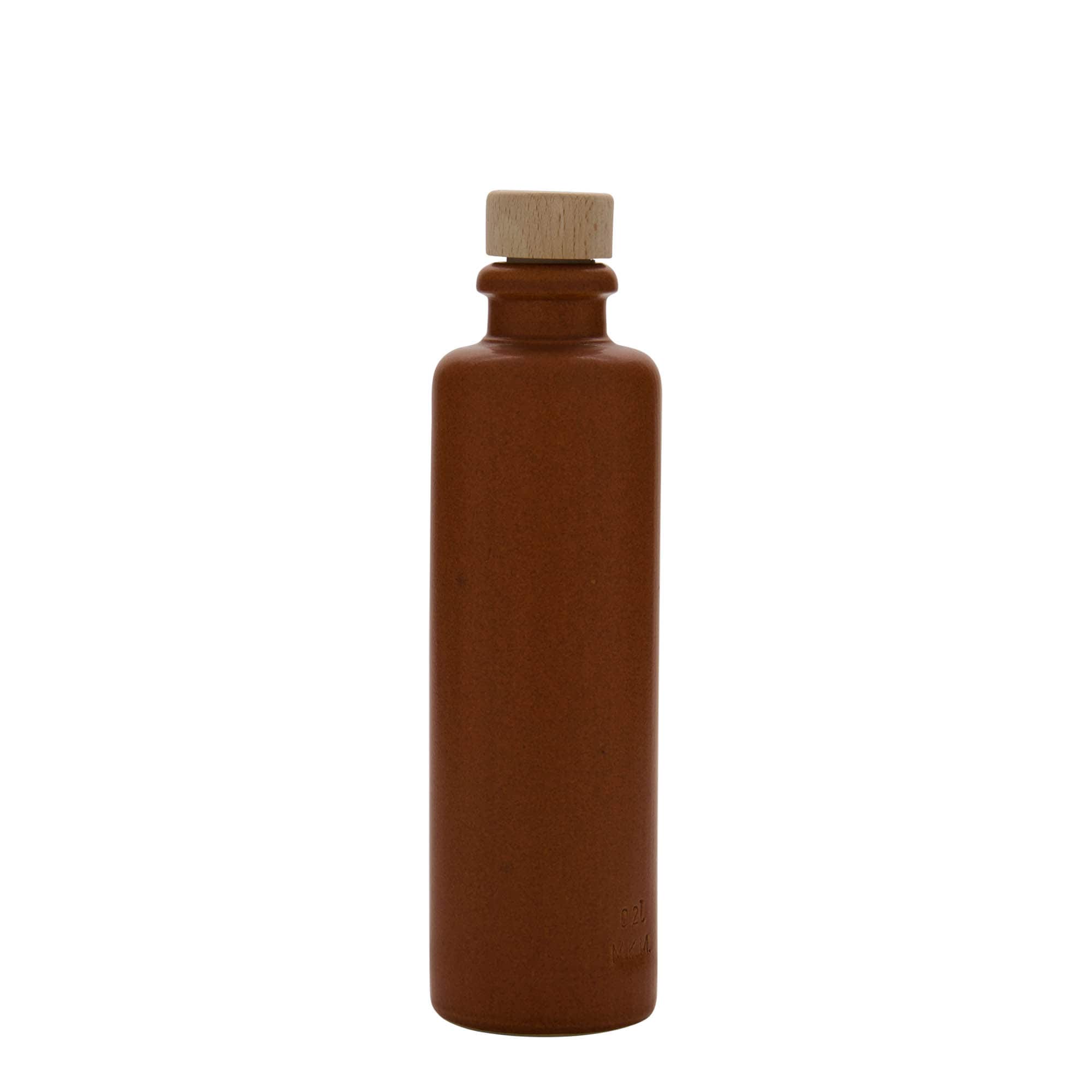 200 ml tonkrukke, steingods, rødbrun, åpning: kork
