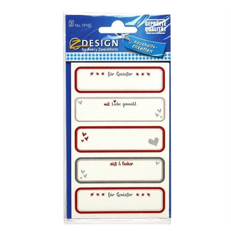 Zweckform etiketter 'Hjemmelaget', rektangulære, papir, flerfarget