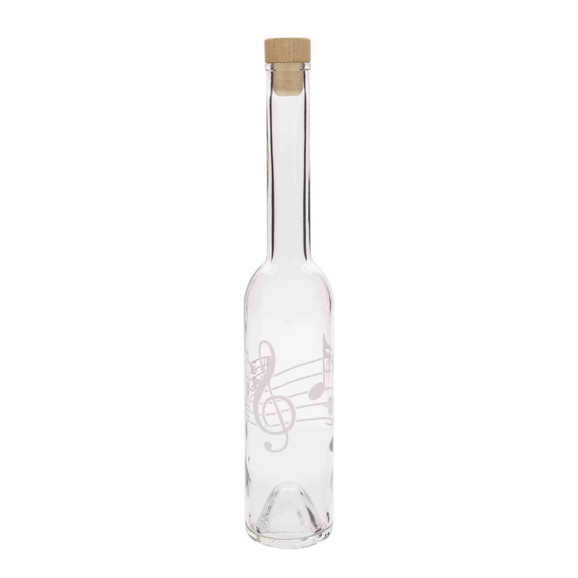 350 ml glassflaske 'Opera', motiv: musiknoter, åpning: kork
