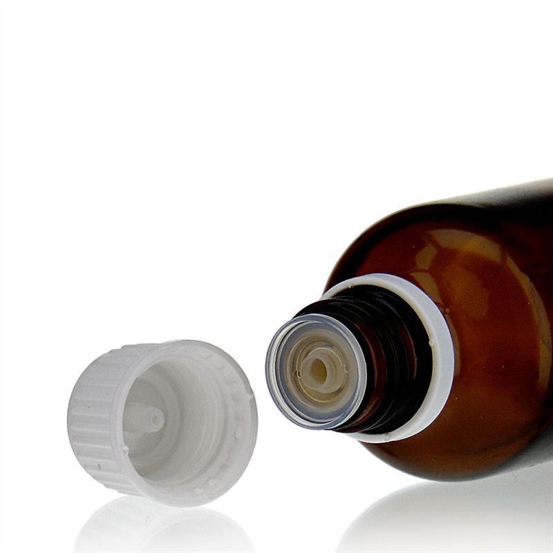 Skrukork med dryppinnsats, PE-plast, hvit, for åpning: DIN 18 Skrukork med dryppinnsats, PE-plast, hvit, for åpning: DIN 18