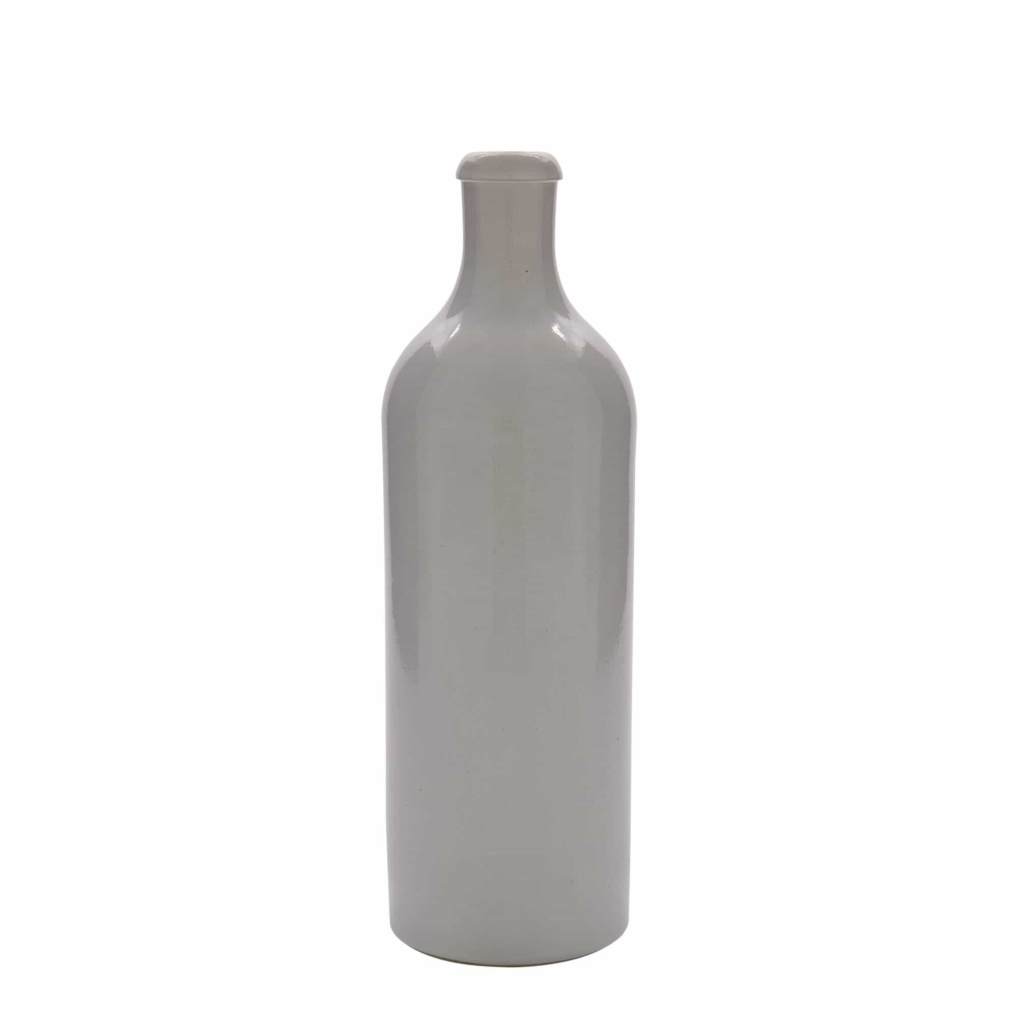 700 ml leirkrus, steintøy, hvit, åpning: Kork