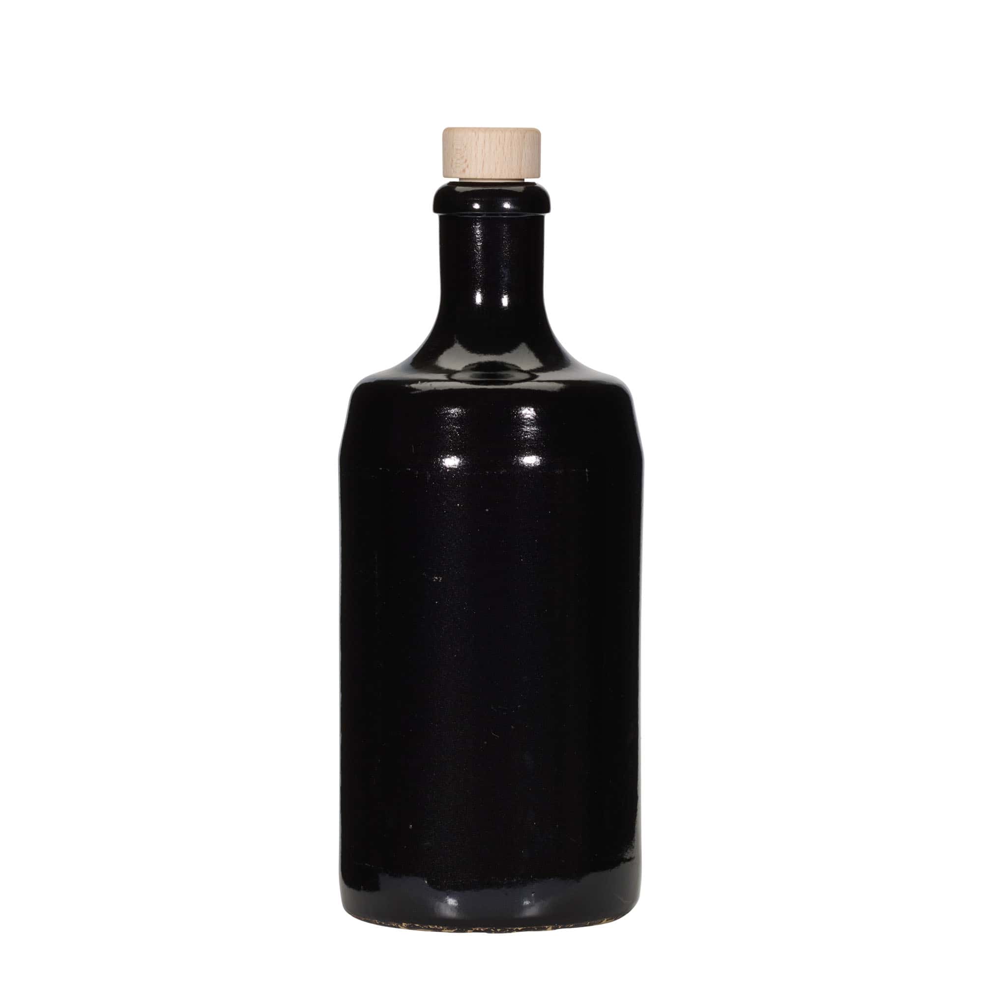700 ml leirkrus "Calvados", steintøy, svart, åpning: Kork