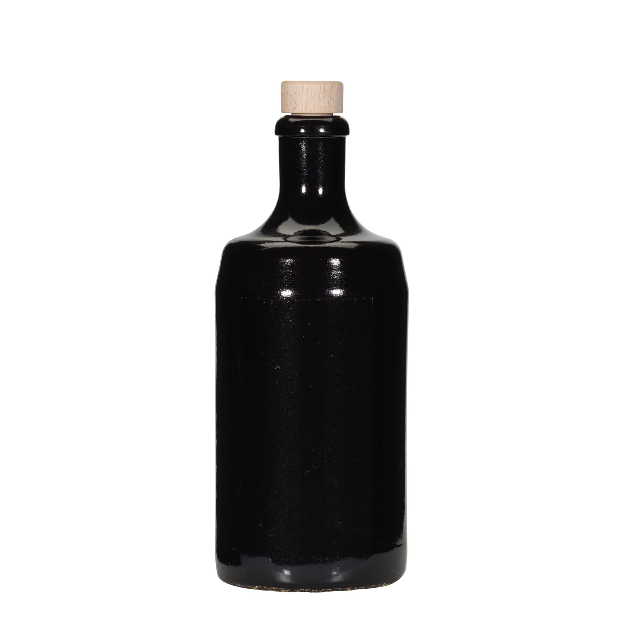 700 ml krukke 'Calvados, steingods, svart, åpning: kork