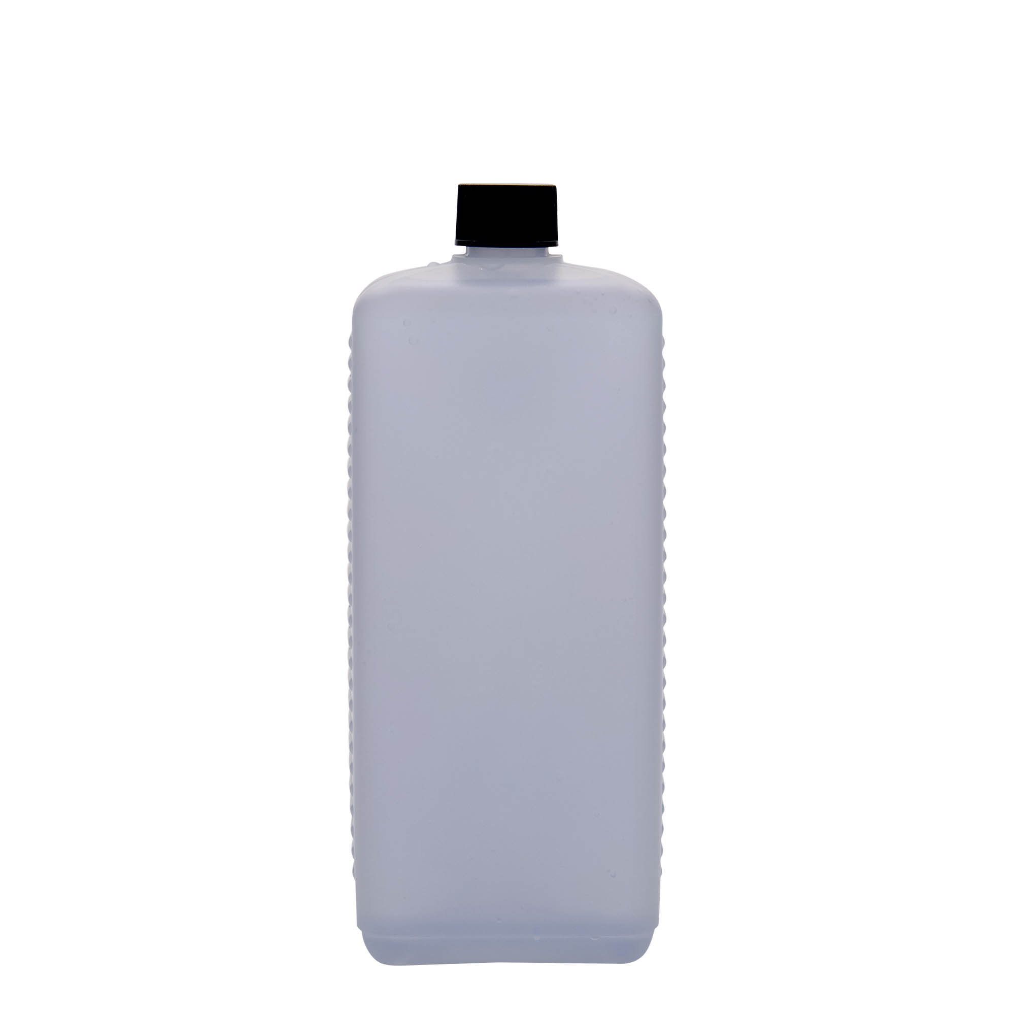 1.000 ml kanisterflaske, rektangulær, HDPE-plast, natur, åpning: DIN 25 EPE