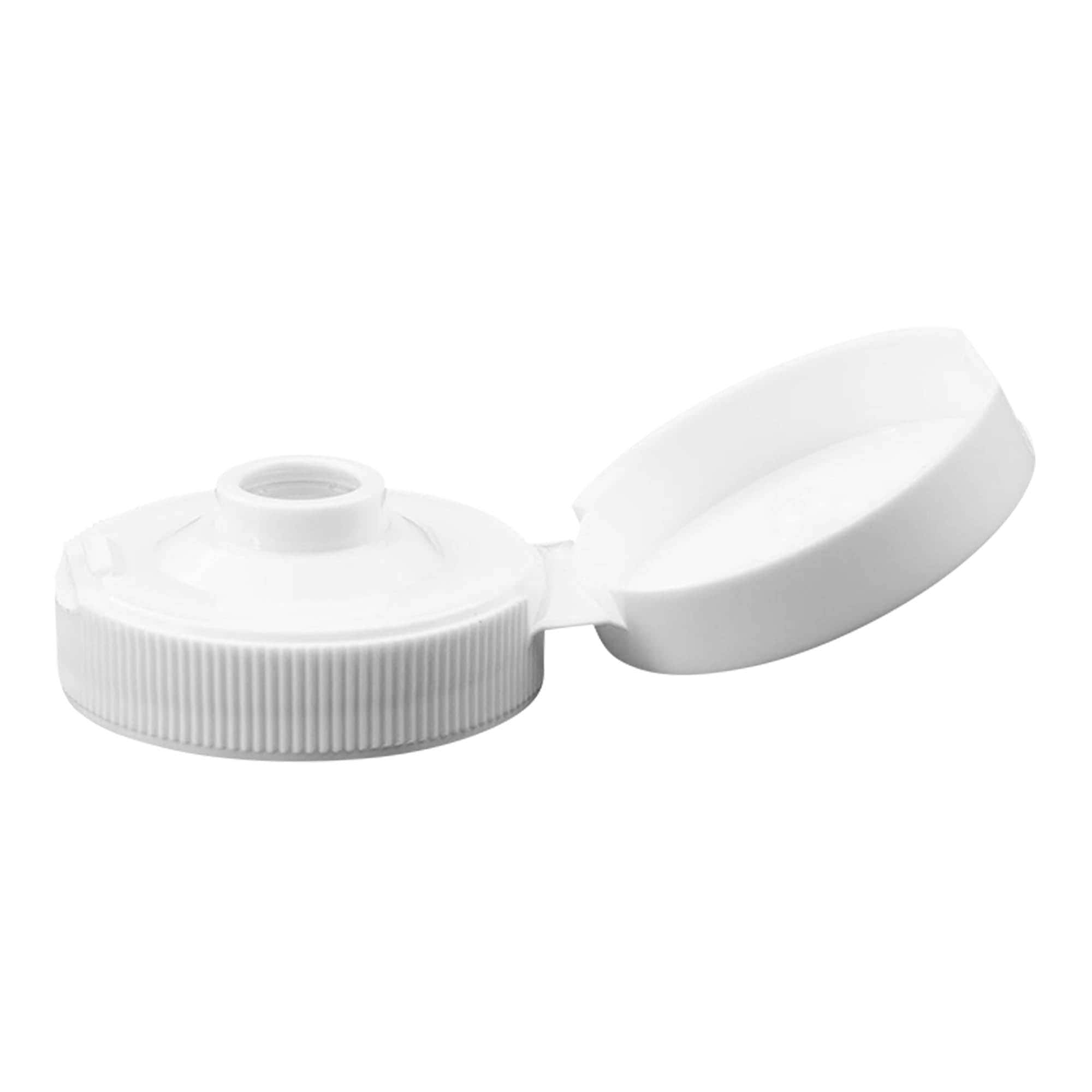 Skrukapsel med hengsel, PP-plast, hvit, for åpning: 38/400