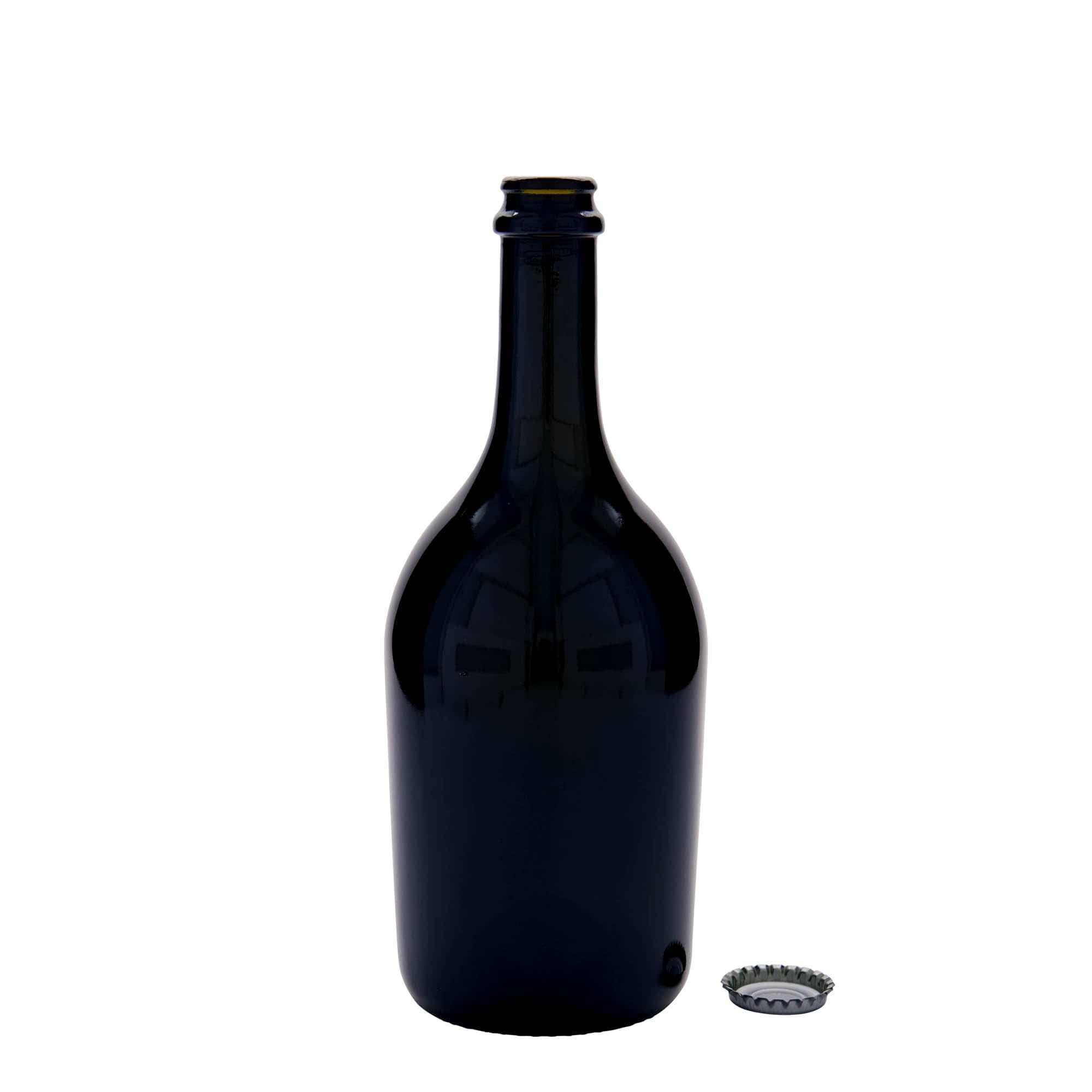 750 ml øl-/musserende vinflaske 'Butterfly', glass, antikkgrønn, åpning: kronekork