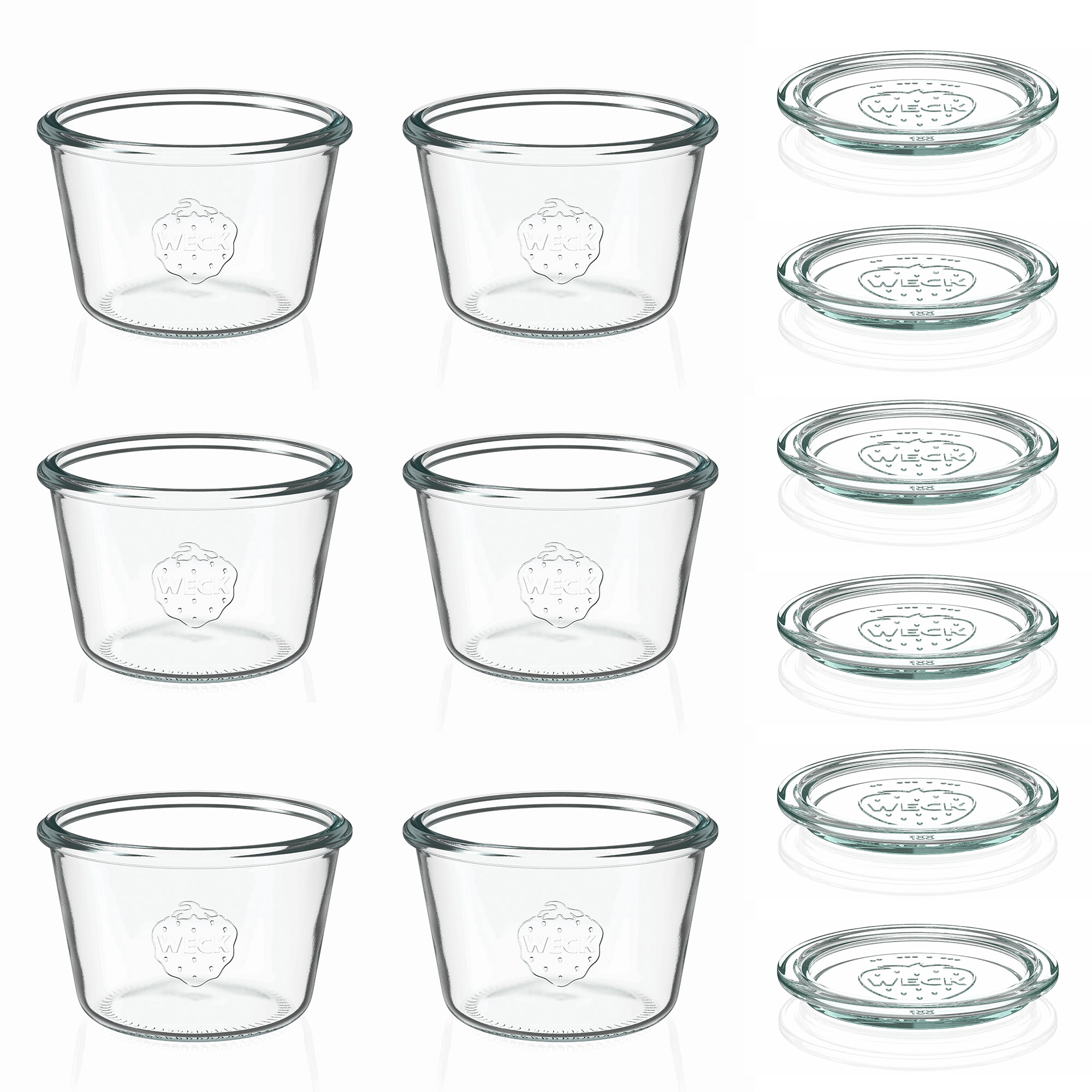 6x 370 ml WECK-sylteglass av terrintype med glasslokk RR 100