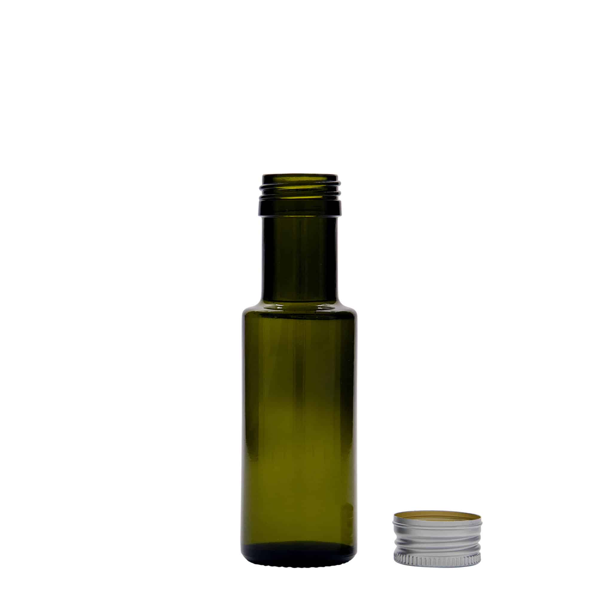 100 ml glassflaske "Dorica", antikkgrønn, åpning: PP 31,5