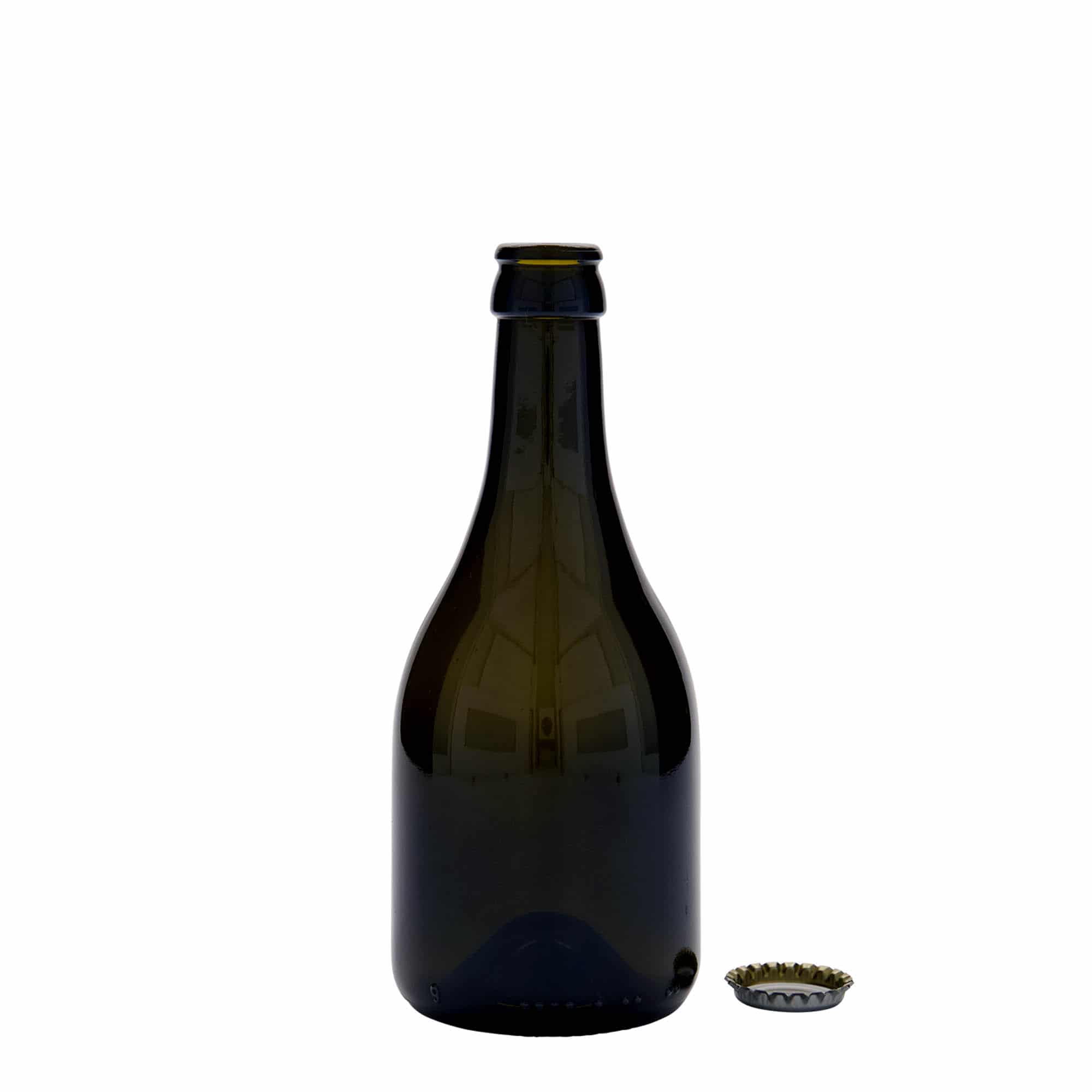 330 ml ølflaske "Horta", glass, antikkgrønn, åpning: Kronlokk