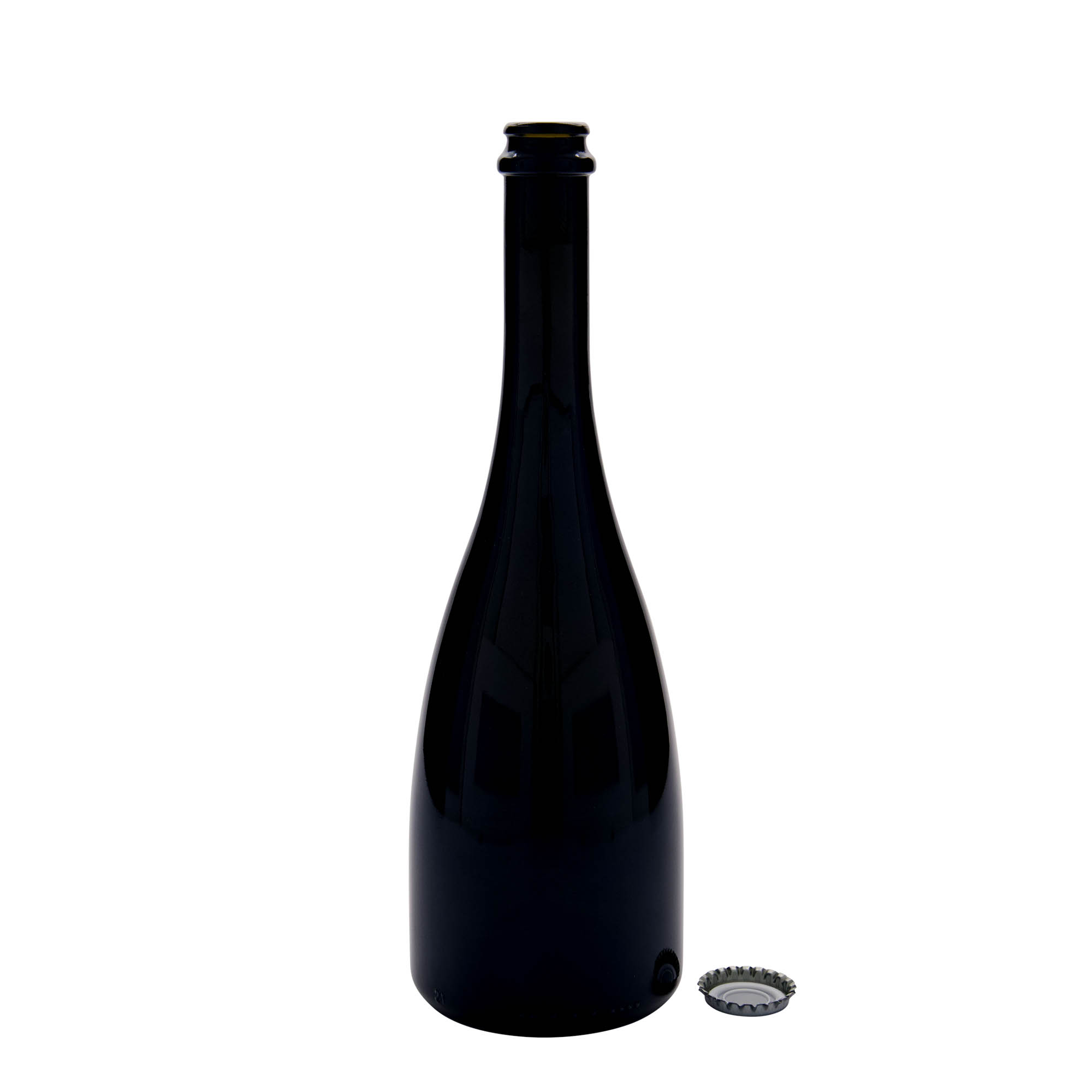 750 ml øl-/musserende vinflaske 'Tosca', glass, antikkgrønn, åpning: skrukork 750 ml øl-/musserende vinflaske 'Tosca', glass, antikkgrønn, åpning: skrukork