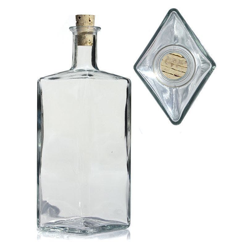 500 ml glassflaske "Riva", ruterformet, åpning: Kork 500 ml glassflaske "Riva", ruterformet, åpning: Kork