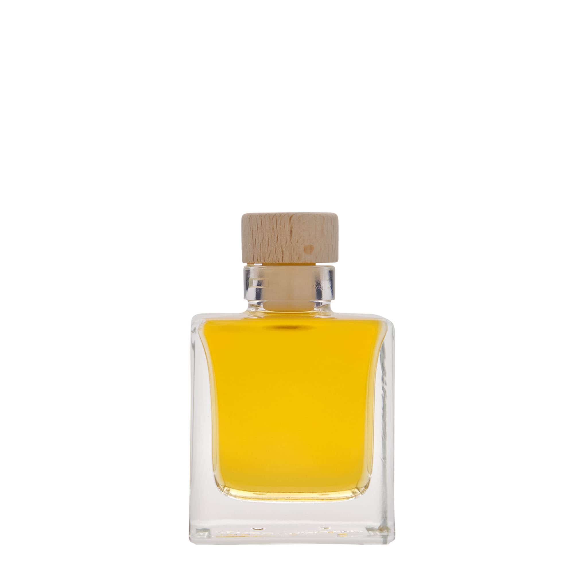 100 ml glassflaske 'Cube', firkantet, åpning: kork