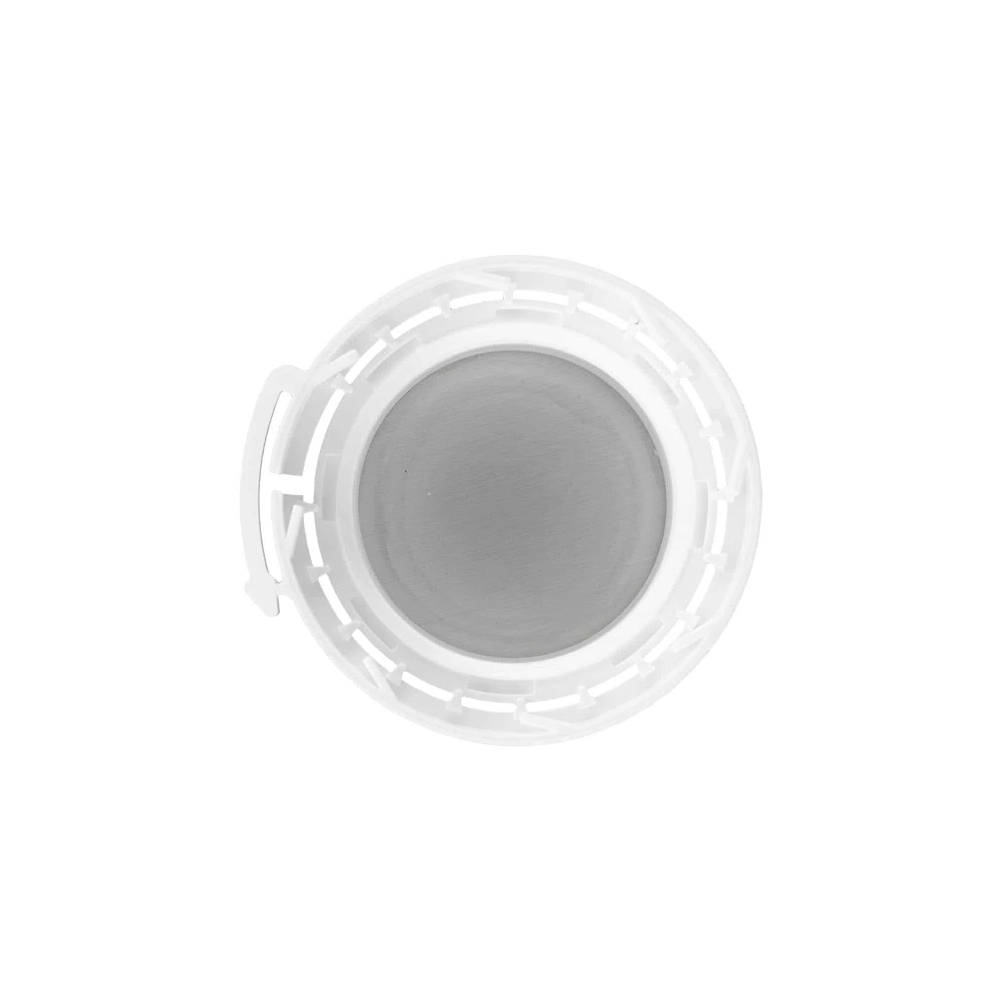 Skrulokk aluminiumsflaske, PP-plast, hvit, for åpning: DIN 32