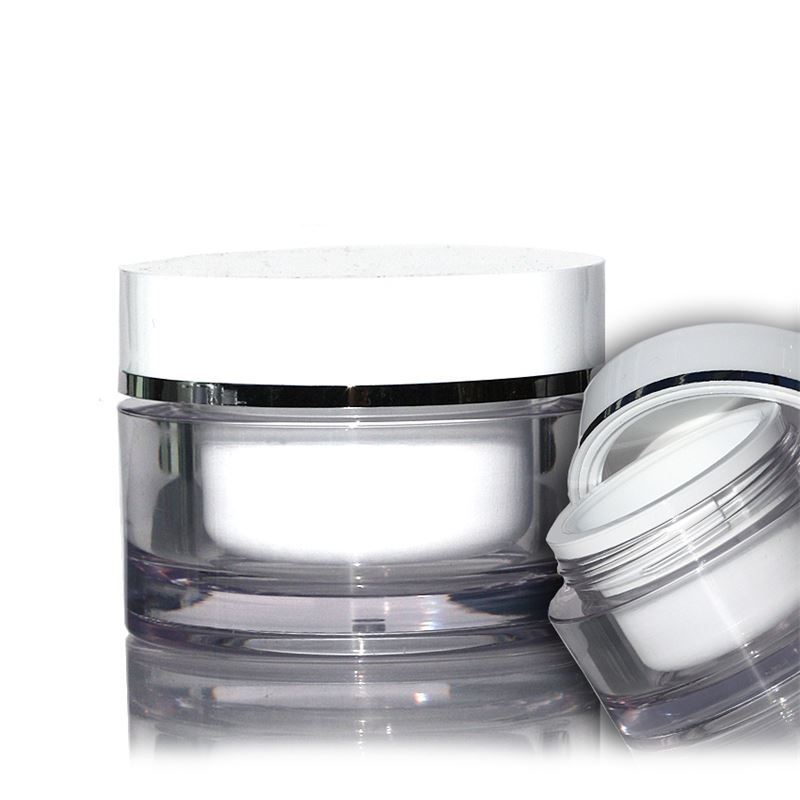 30 ml krukke, SAN-plast, hvit, åpning: skrukork