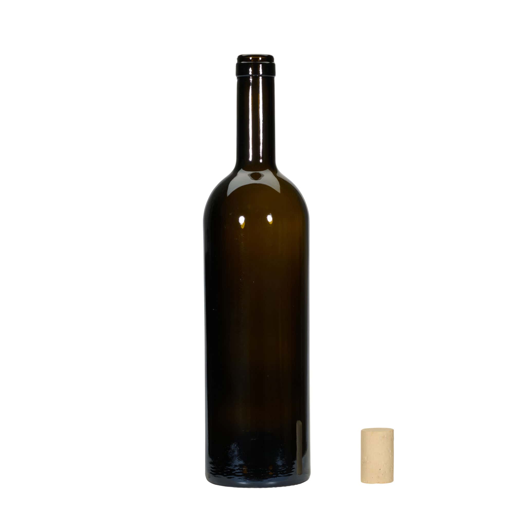 750 ml vinflaske 'Golia', antikkgrønn, munnstykke: kork