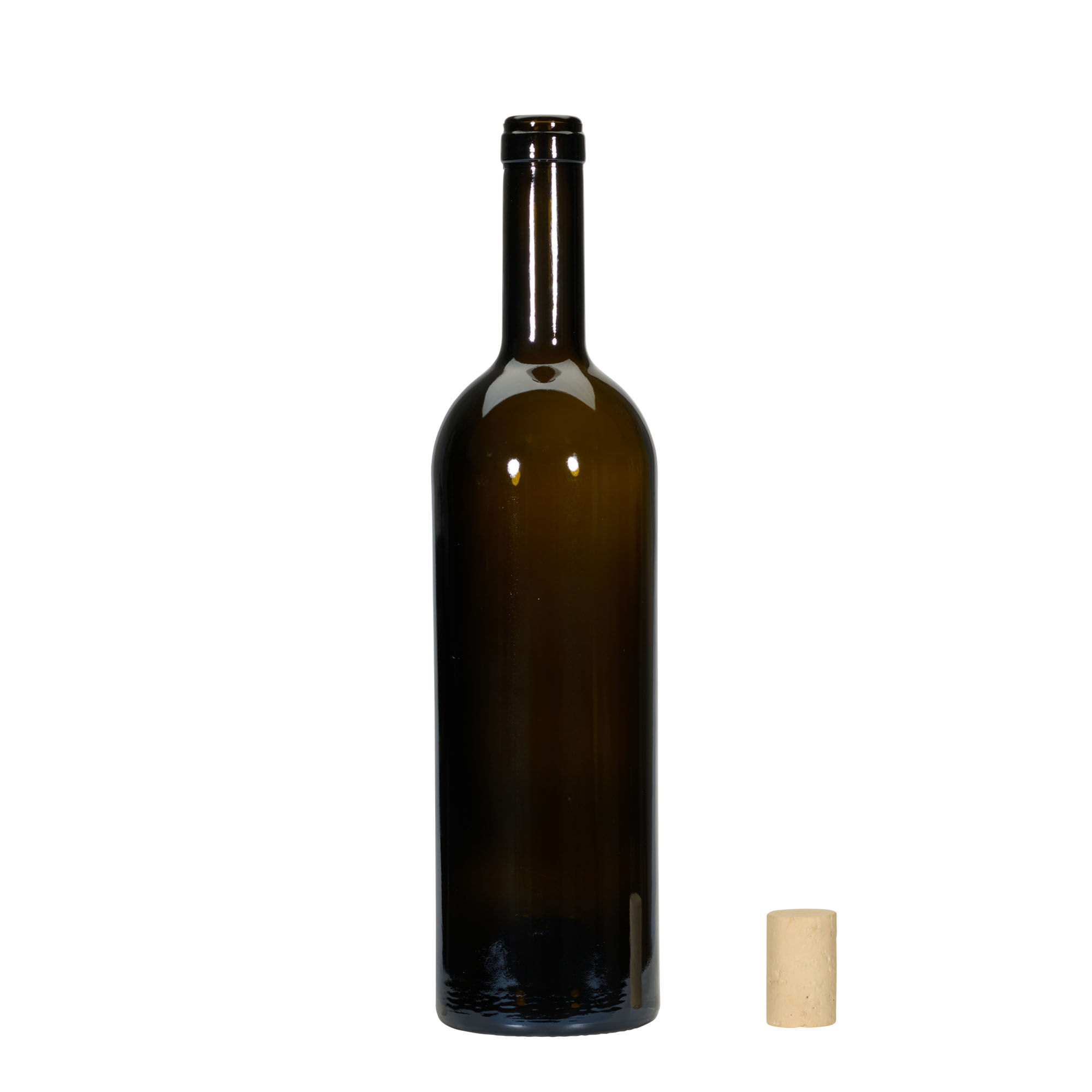 750 ml vinflaske 'Golia', antikkgrønn, munnstykke: kork