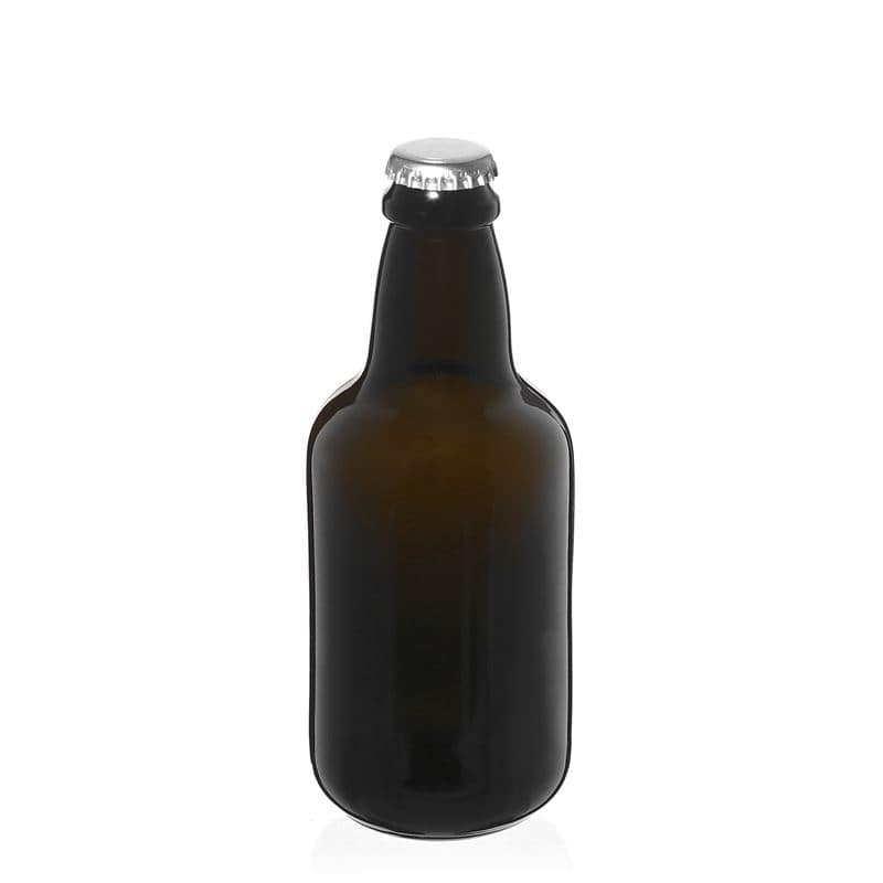 330 ml ølflaske "Era", glass, antikkgrønn, åpning: Kronlokk