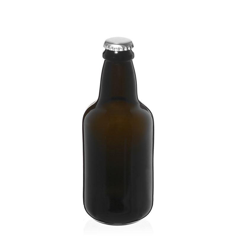 330 ml ølflaske 'Era', glass, antikkgrønn, åpning: kronekapsel