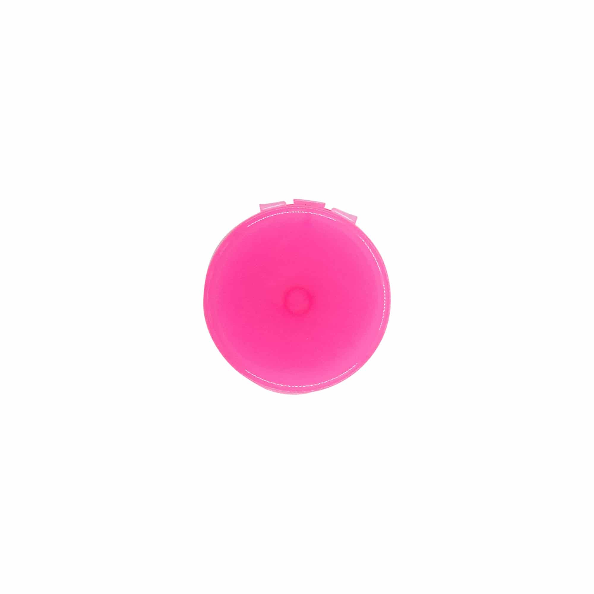 Skruelokk med hengsel, PP-plast, rosa, for åpning: 24/410