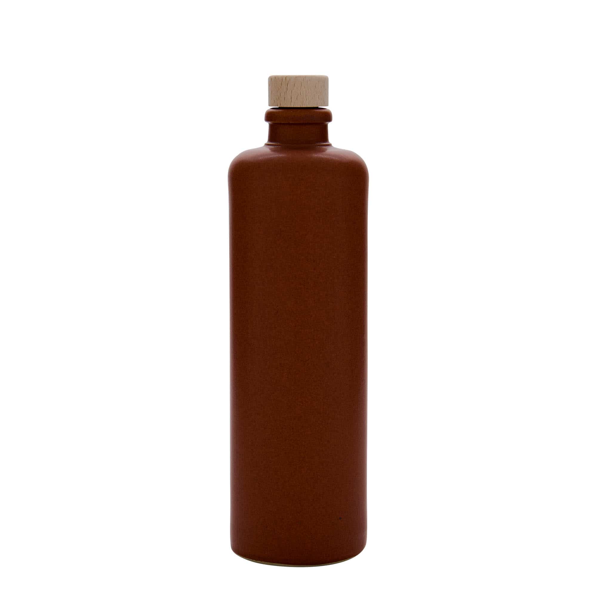 500 ml leirkrus, steintøy, rød-brun, åpning: Kork