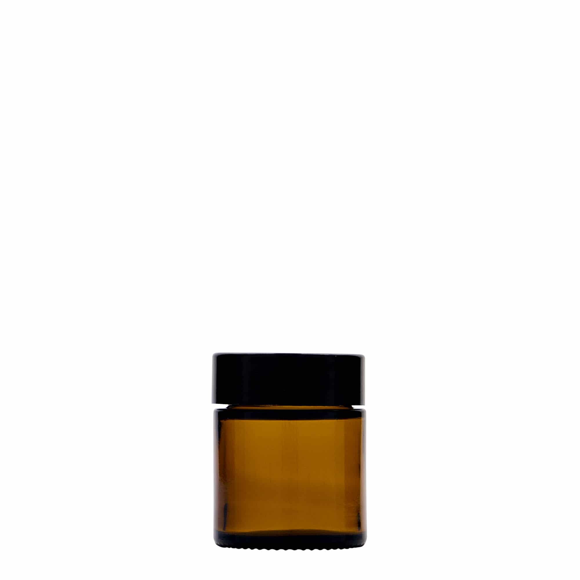 30 ml krukke "Brown Line", glass, brun, åpning: Skrulokk