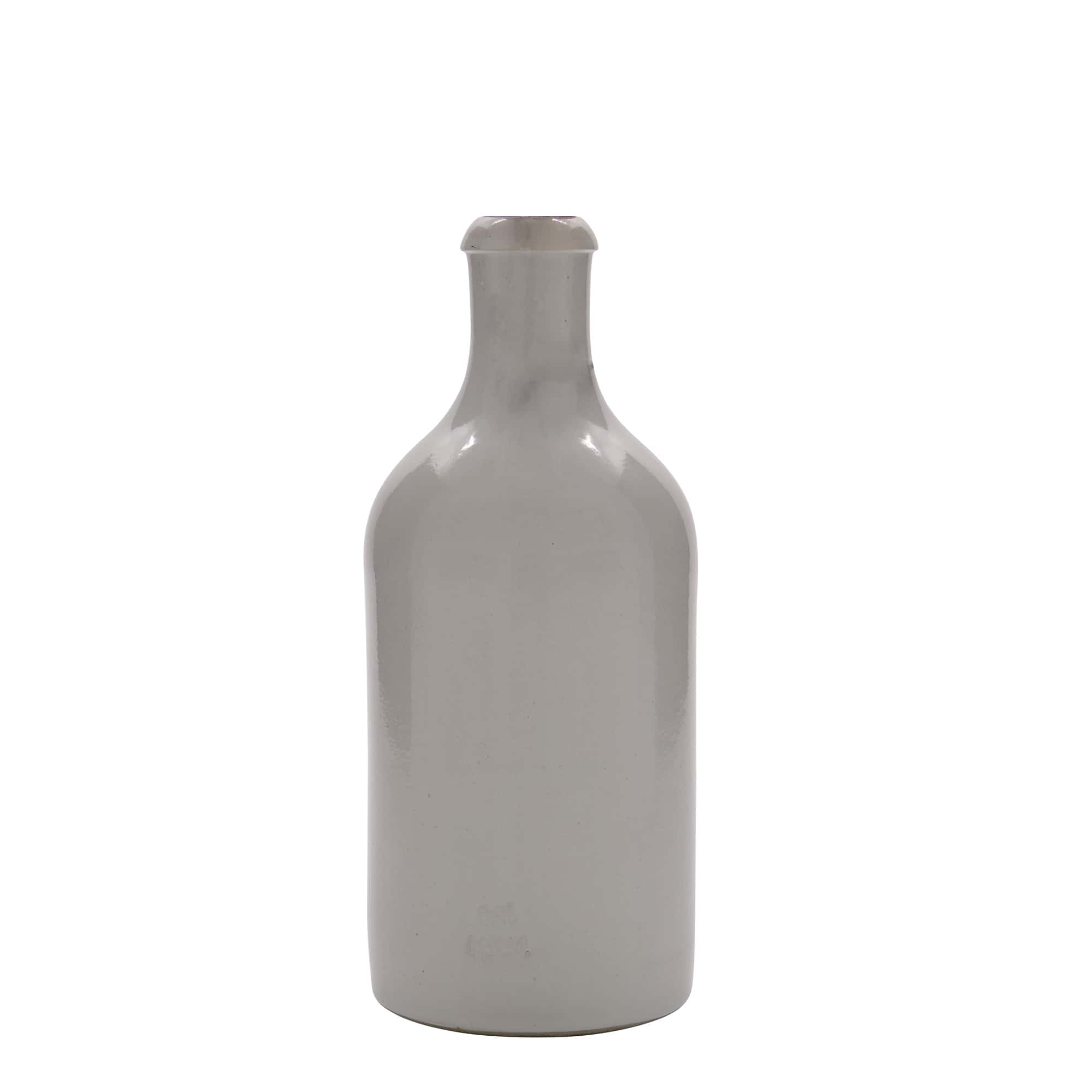 500 ml leirkrus, steintøy, hvit, åpning: Kork
